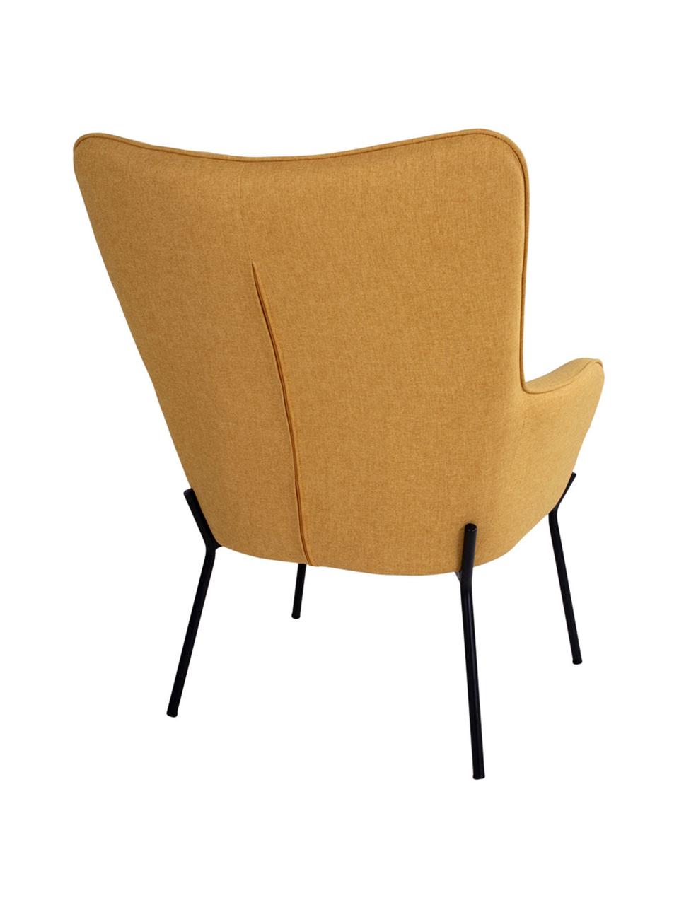 Sillón Chair, Tapizado: poliester, Estructura: madera de pino, Patas: acero, Amarillo, An 79 x F 70 cm