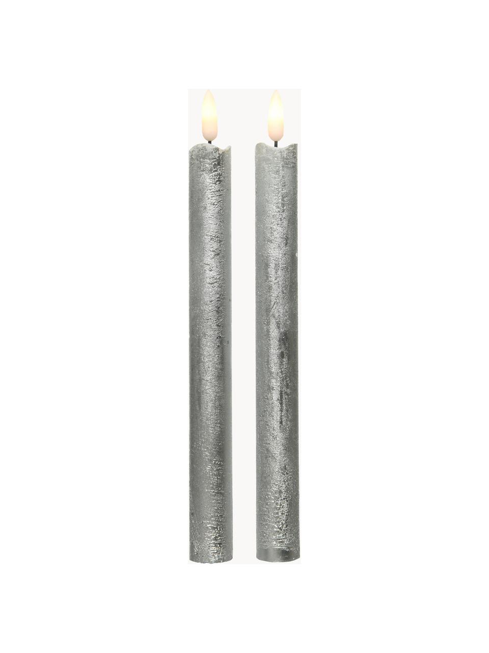 Velas LED Bonna, 2 uds., Cera, Plateado, Al 24 cm