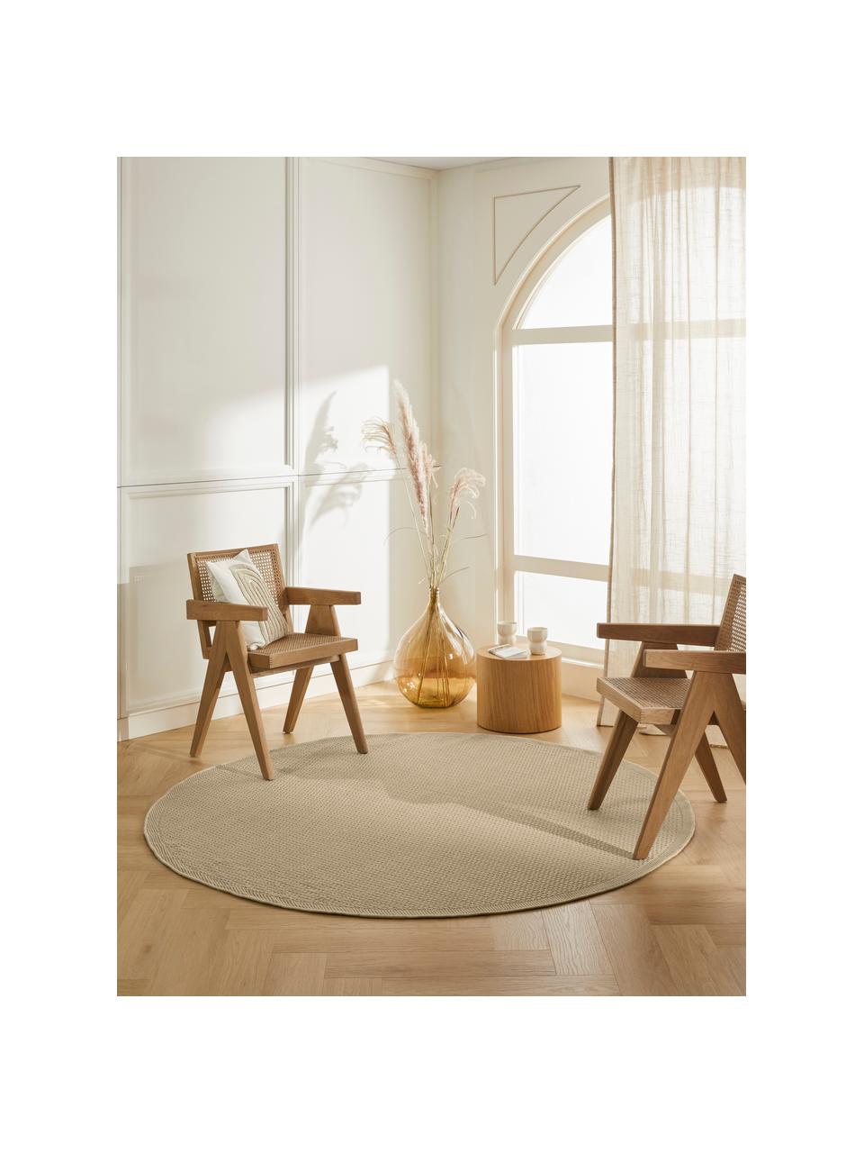 Tapis rond d'extérieur Toronto, 100 % polypropylène, Beige, Ø 150 cm (taille M)