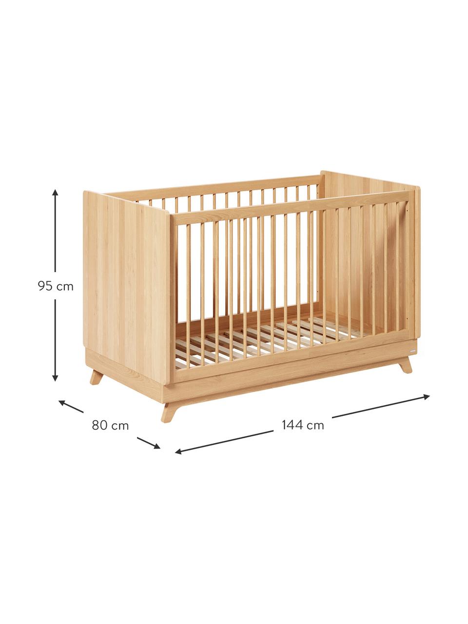 Baby-Bett Maralis aus Buchenholz, 70 x 140 cm, Buchenholz, Sperrholz, Helles Holz, B 70 x L 140 cm