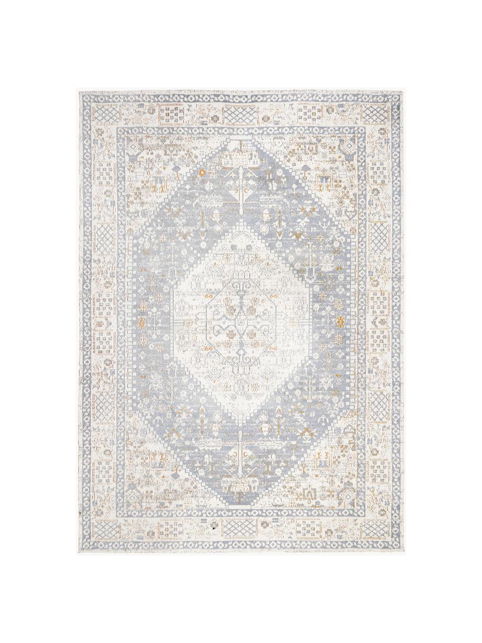 Ručne tkaný ženilkový koberec Neapel, Sivomodrá, krémovobiela, Š 160 x D 230 cm (veľkosť M)