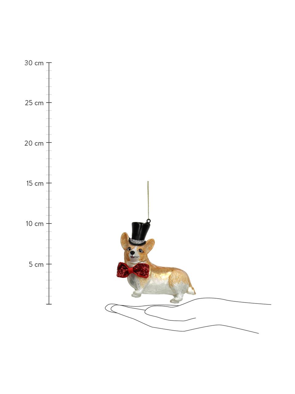 Adorno navideño Dog, Vidrio, Dorado, blanco, An 10 x Al 10 cm