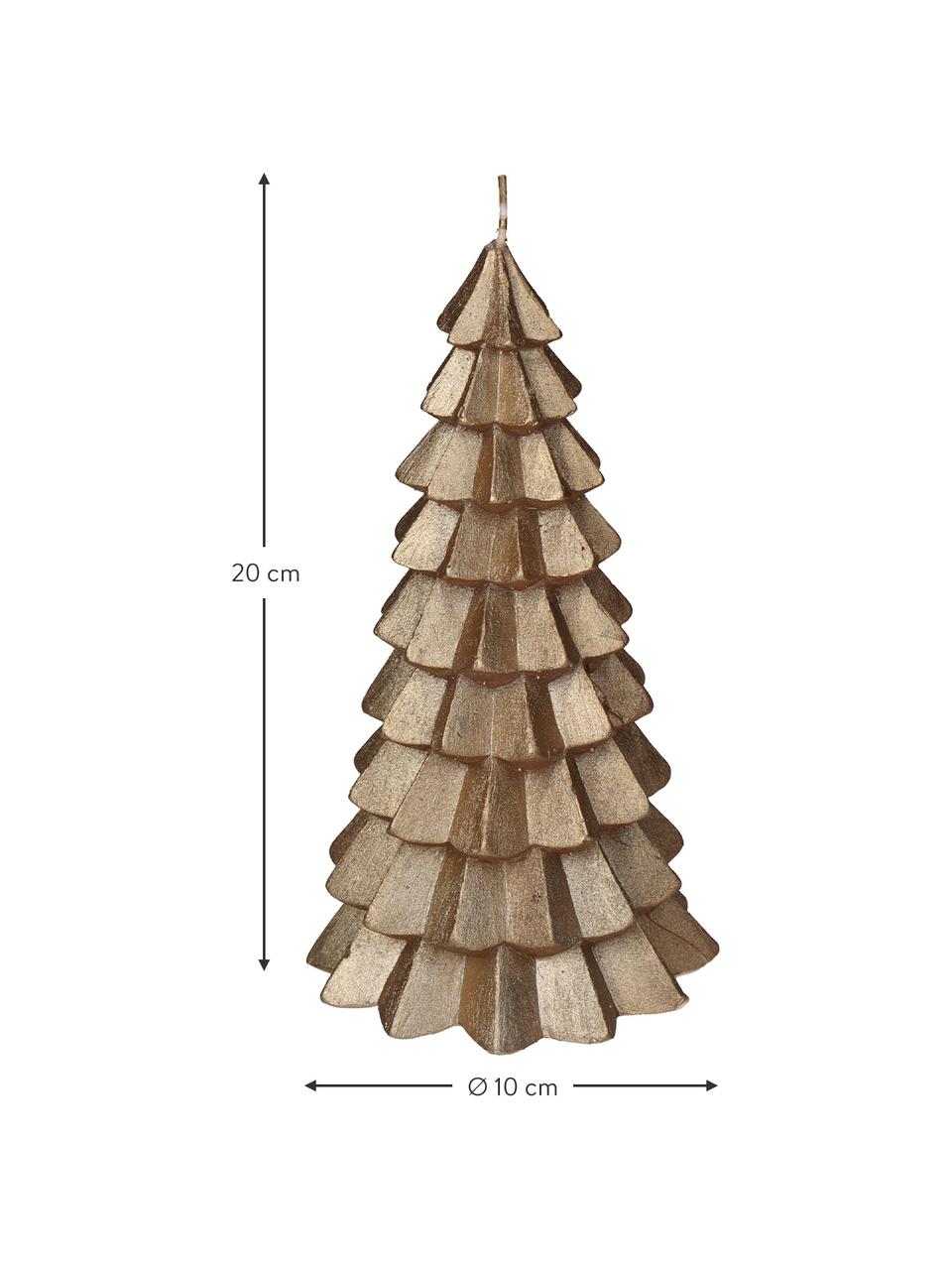 Candela decorativa dorata Tree, Cera, Dorato, Ø 10 x Alt. 20 cm