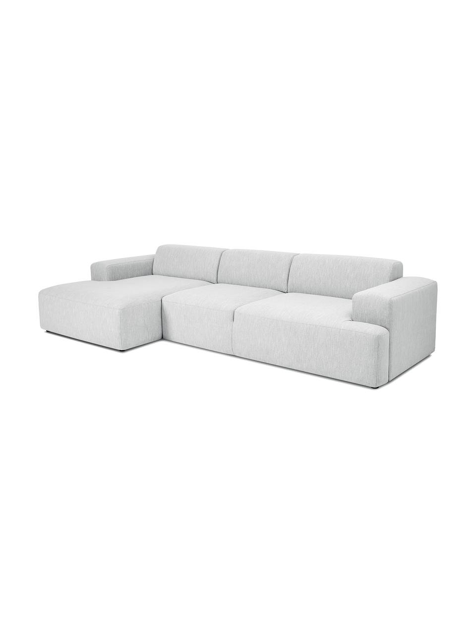 Sofa narożna Melva (4-osobowa), Tapicerka: poliester Dzięki tkaninie, Nogi: lite drewno bukowe, lakie, Jasny szary, S 319 x G 144 cm