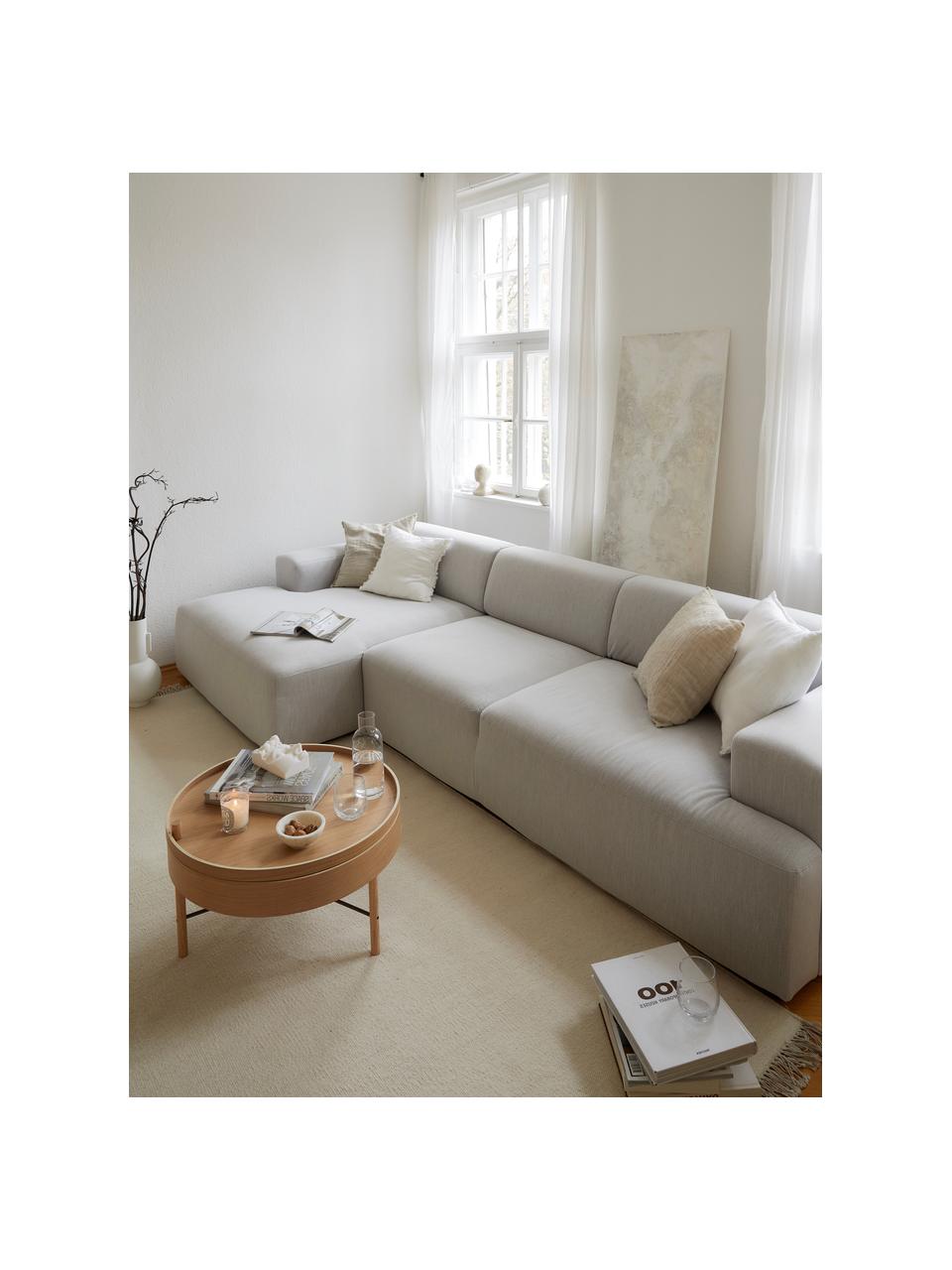 Ecksofa Melva (4-Sitzer) in Hellgrau, Bezug: Polyester Der hochwertige, Gestell: Massives Kiefernholz, Spa, Webstoff Hellgrau, B 319 x T 144 cm