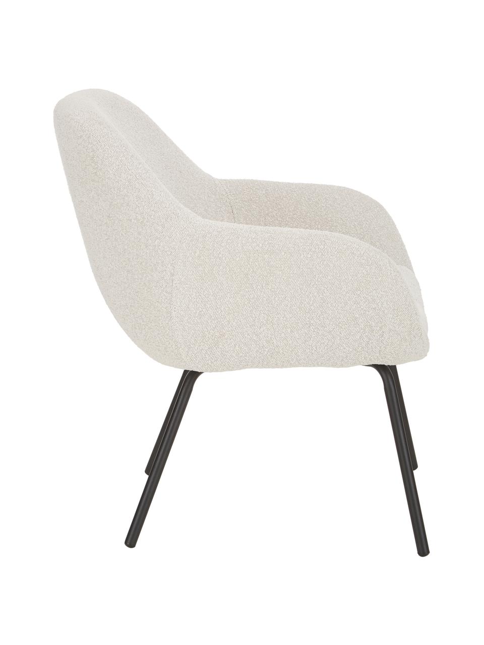 Sillón cóctel en tejido bouclé Jana, Tapizado: poliéster (borreguillo) A, Patas: metal con pintura en polv, Bouclé blanco crema, negro, An 72 x F 68 cm