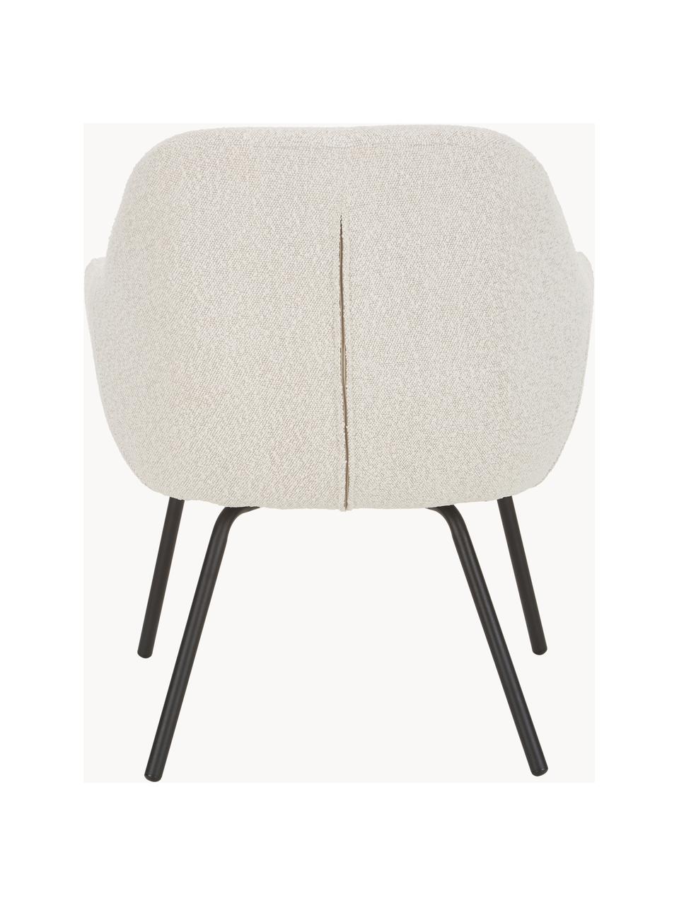 Fauteuil cocktail en tissu bouclé Nava, Tissu bouclé blanc crème, noir, larg. 72 x prof. 68 cm