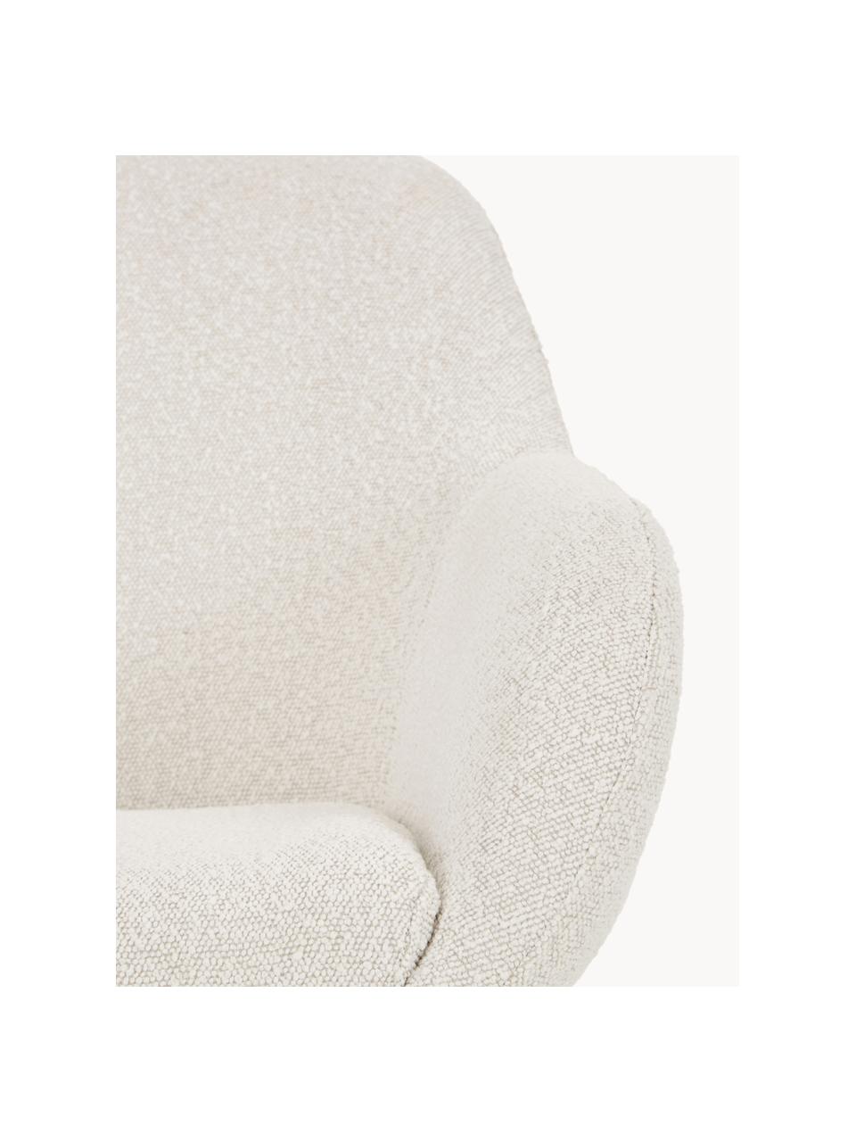 Sedia con braccioli in tessuto bouclé Nava, Rivestimento: poliestere (teddy) Con 10, Gambe: metallo verniciato a polv, Bouclé bianco crema, nero, Larg. 72 x Prof. 68 cm