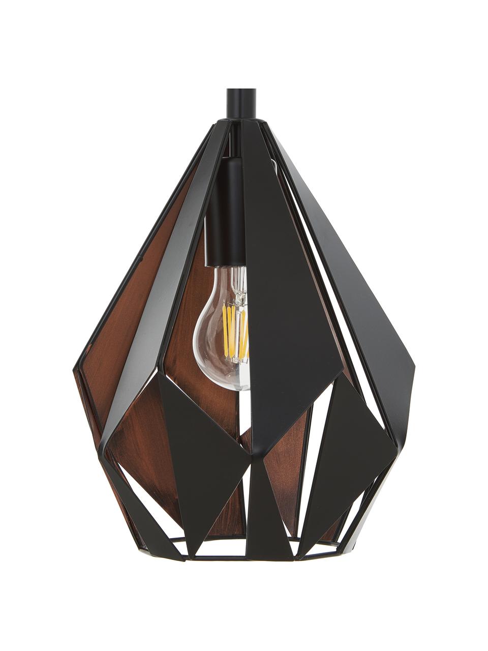 Lampa wisząca z metalu Carlton, Czarny, S 81 x W 28 cm