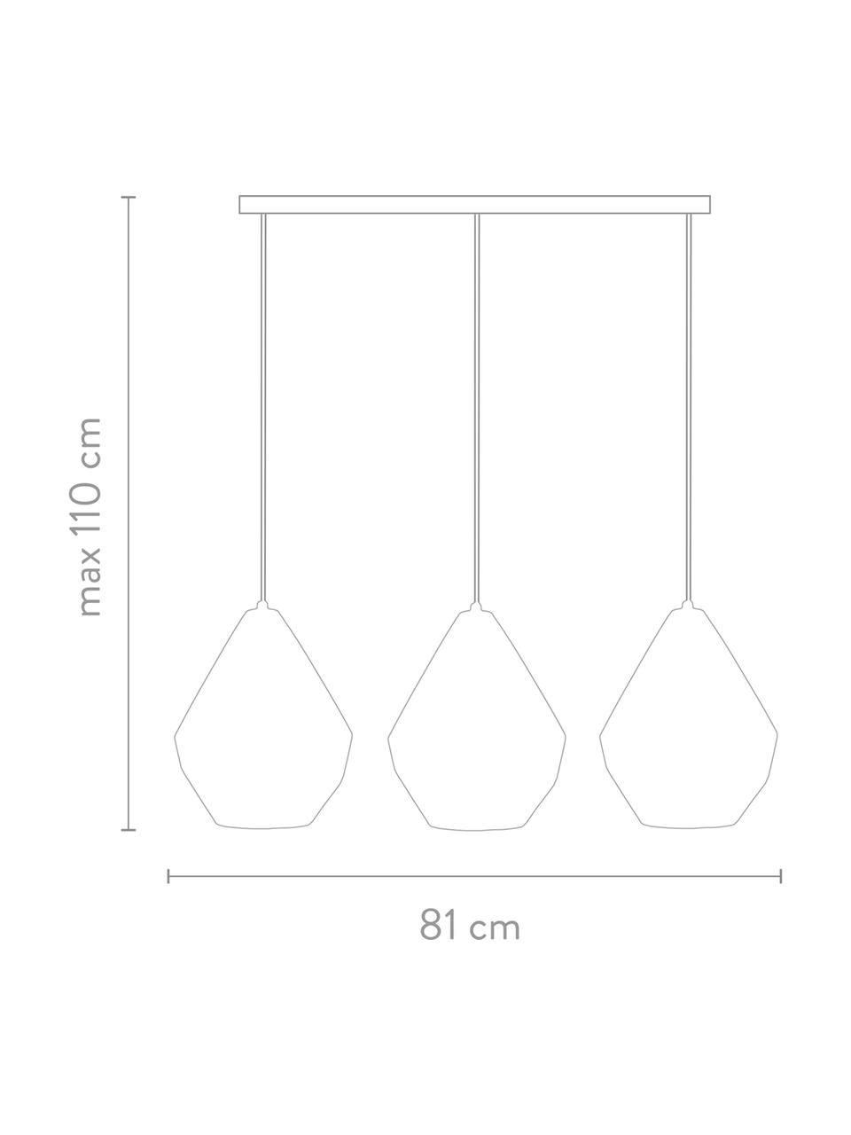 Grote hanglamp Carlton van metaal, Lampenkap: gelakt staal, Baldakijn: gelakt staal, Zwart, koperkleurig, B 81 x H 28 cm