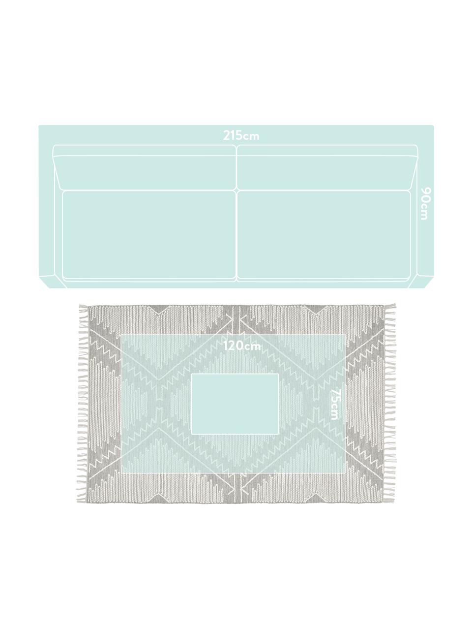 Handgewebter Teppich Karola mit Hoch-Tief-Struktur, Grau, Cremeweiss, B 120 x L 180 cm (Grösse S)