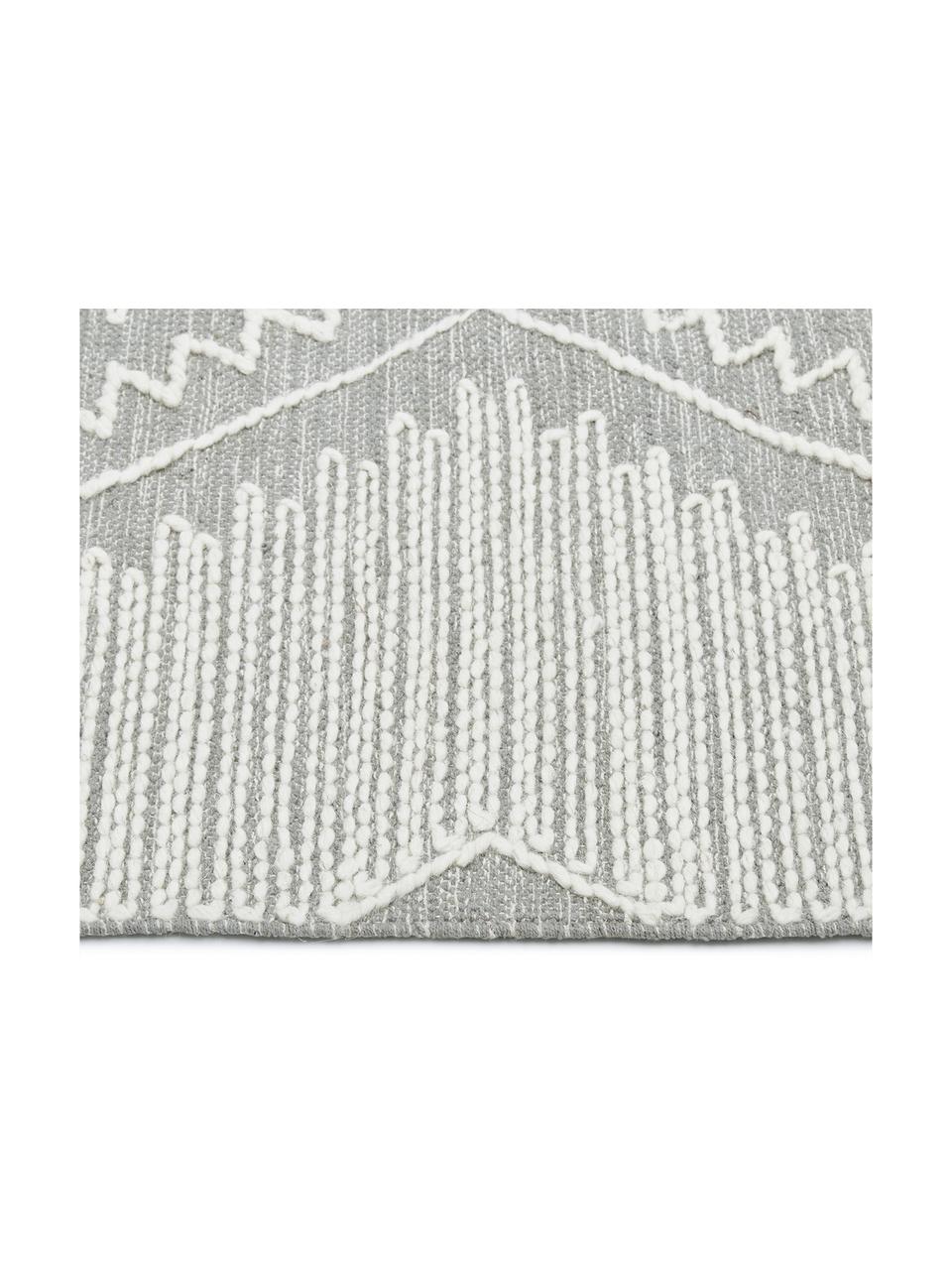 Ručne tkaný koberec Karola, Sivá, krémová biela