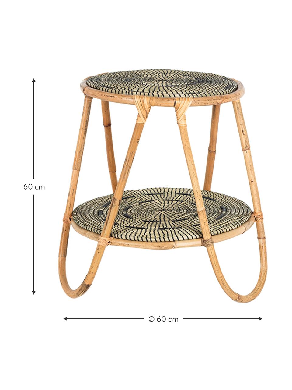 Tavolino in rattan beige/nero Celine, Gambe: rattan, Beige, nero, Ø 45 x Alt. 60 cm