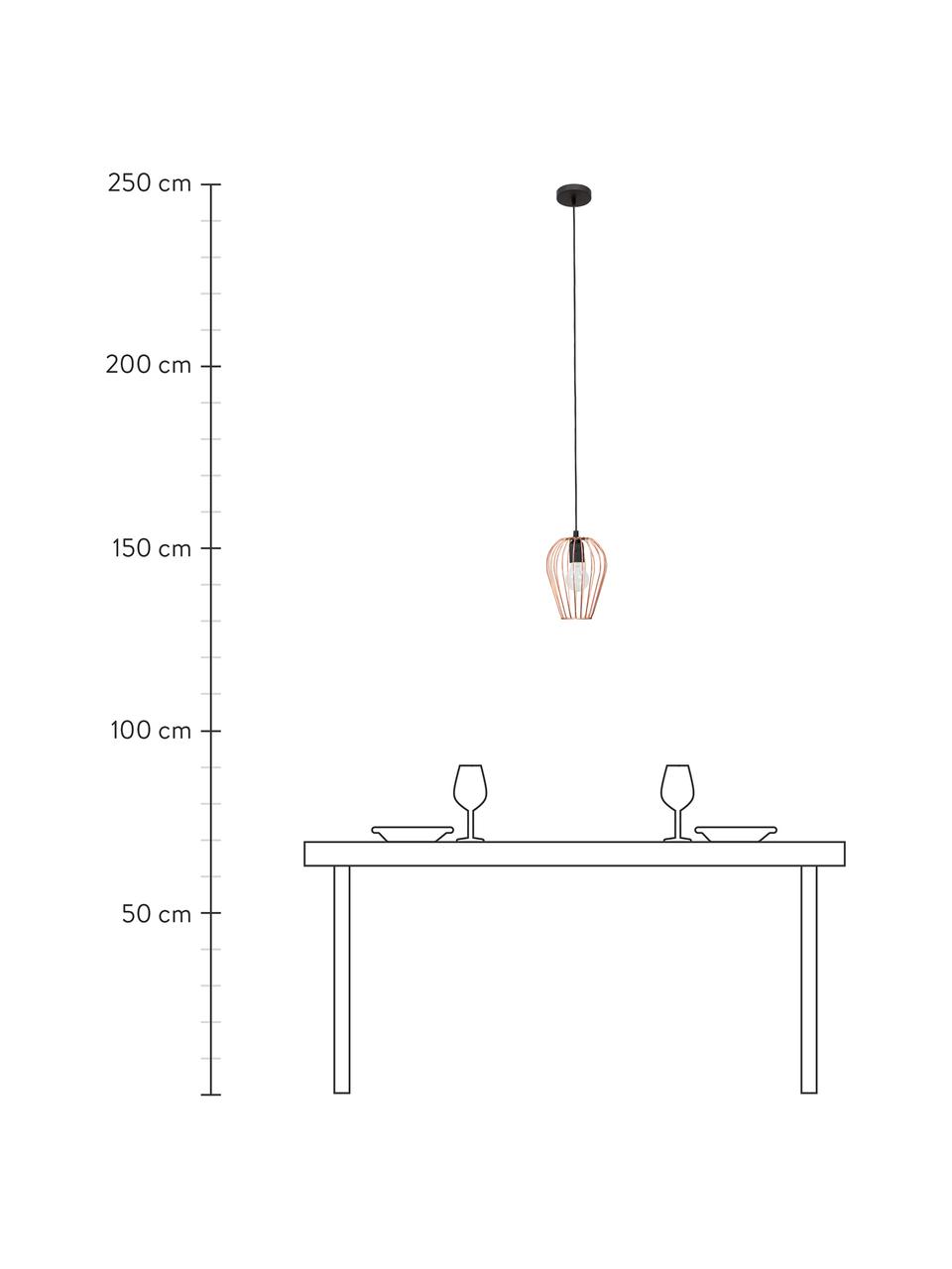 Kleine hanglamp Sage in koper, Lampenkap: gecoat metaal, Baldakijn: gecoat metaal, Koper, Ø 17 x H 21 cm