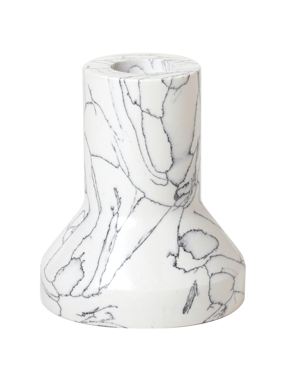 Marmor-Kerzenhalter Anna, Marmor, Weiß, marmoriert, Ø 7 x H 8 cm