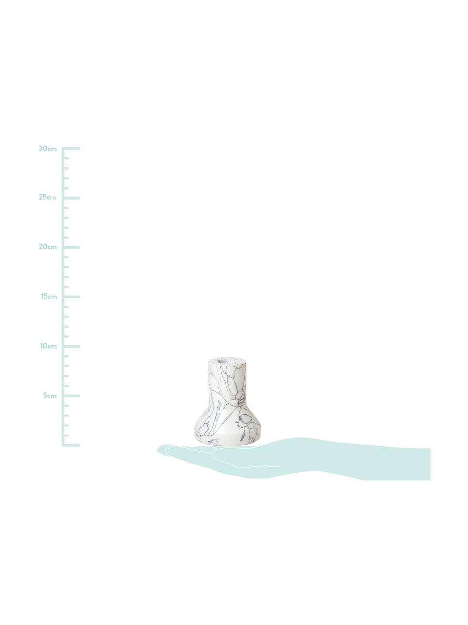 Marmor-Kerzenhalter Anna, Marmor, Weiss, marmoriert, Ø 7 x H 8 cm