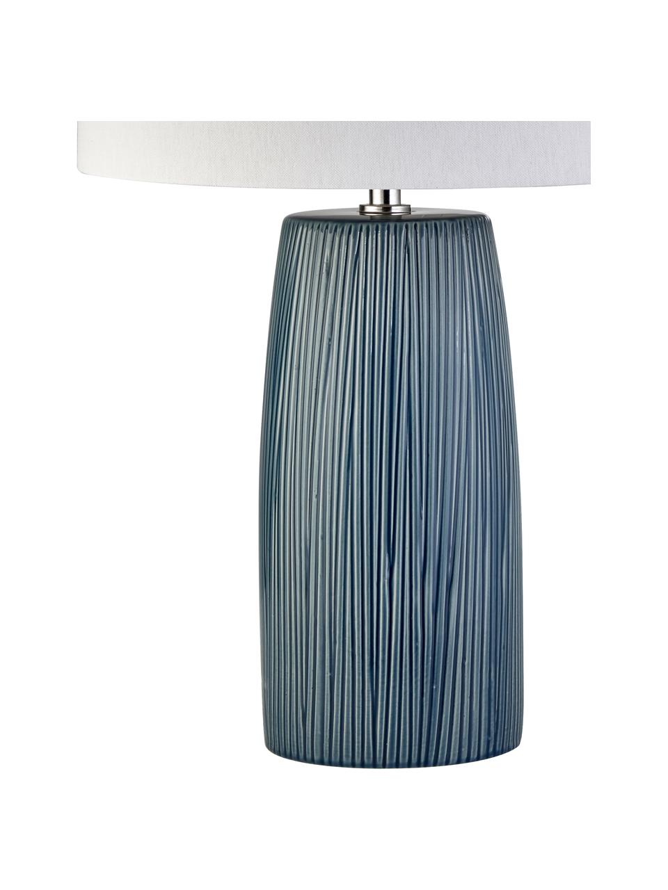 Stolní lampa z keramiky Bianca, Bílá, modrá, Ø 30 cm, V 49 cm