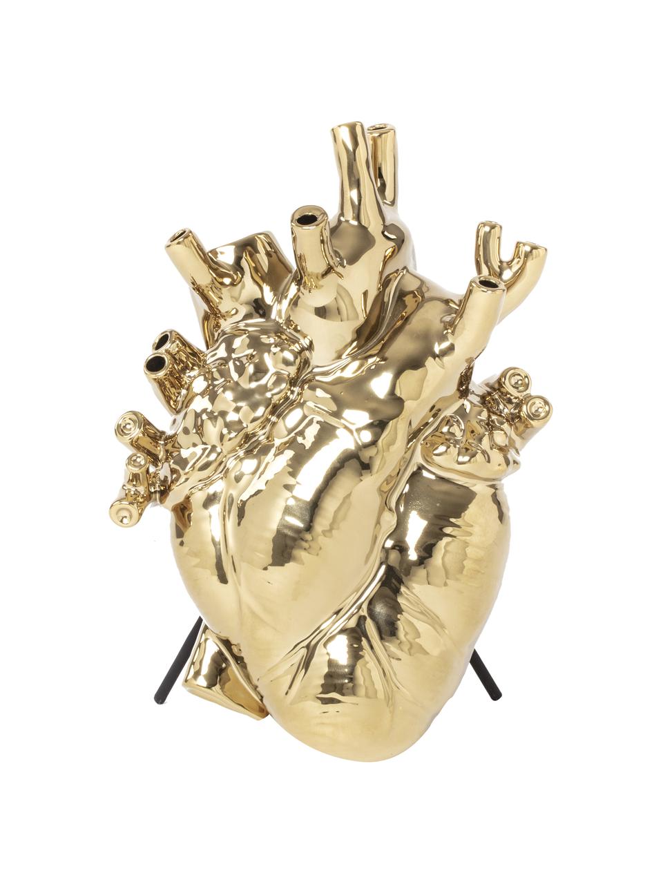 Designová porcelánová váza Love, Porcelán, Zlatá, Š 42 cm, V 60 cm