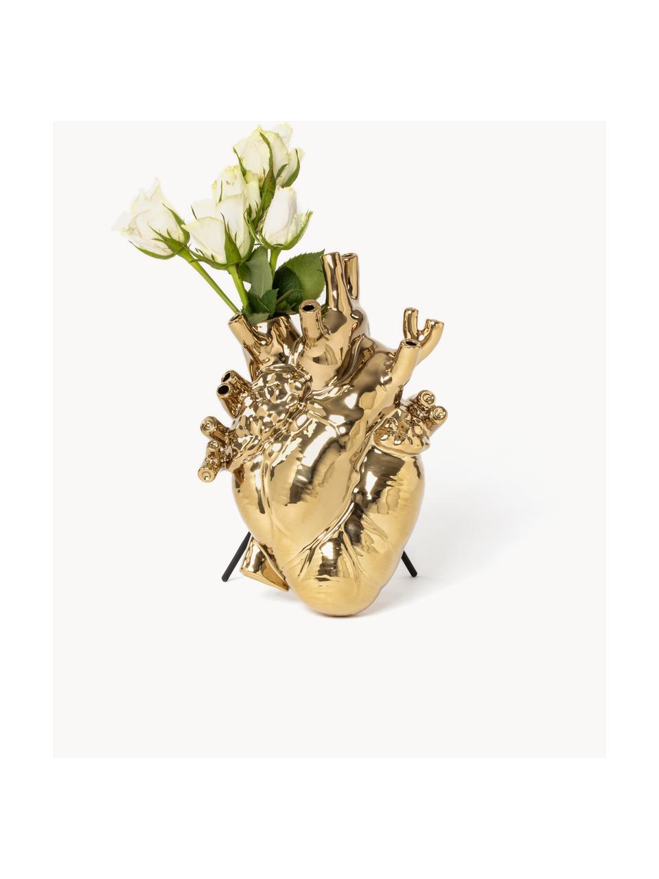 Designer Porzellan-Vase Love in Bloom, H 25 cm, Porzellan, Goldfarben, B 17 x H 25 cm