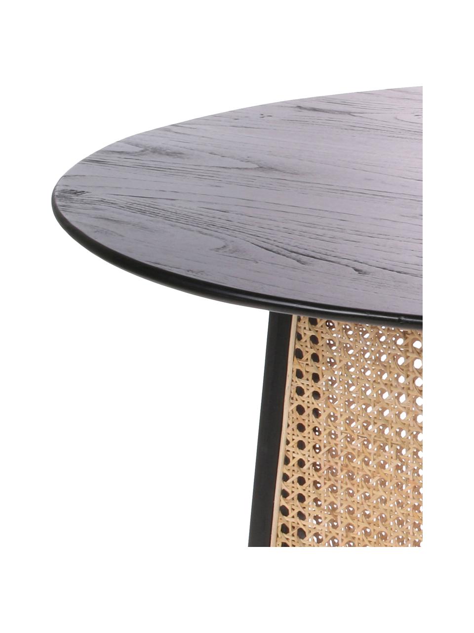 Kulatý konferenční stolek s vídeňskou pleteninou Retro, Černá