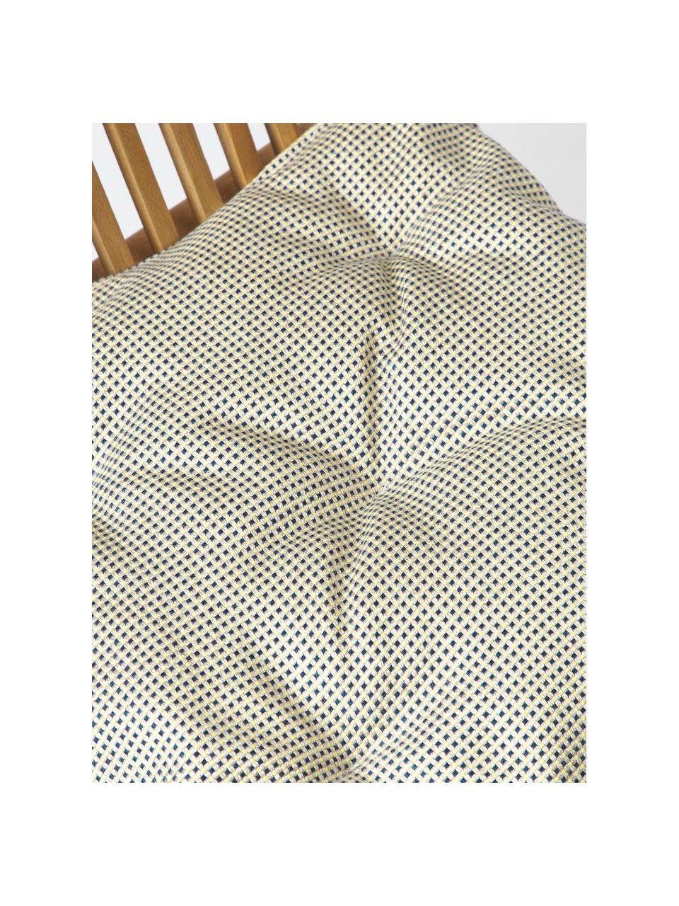 Coussin de chaise de jardin Ortun, Beige, jaune, bleu foncé, larg. 40 x long. 40 cm