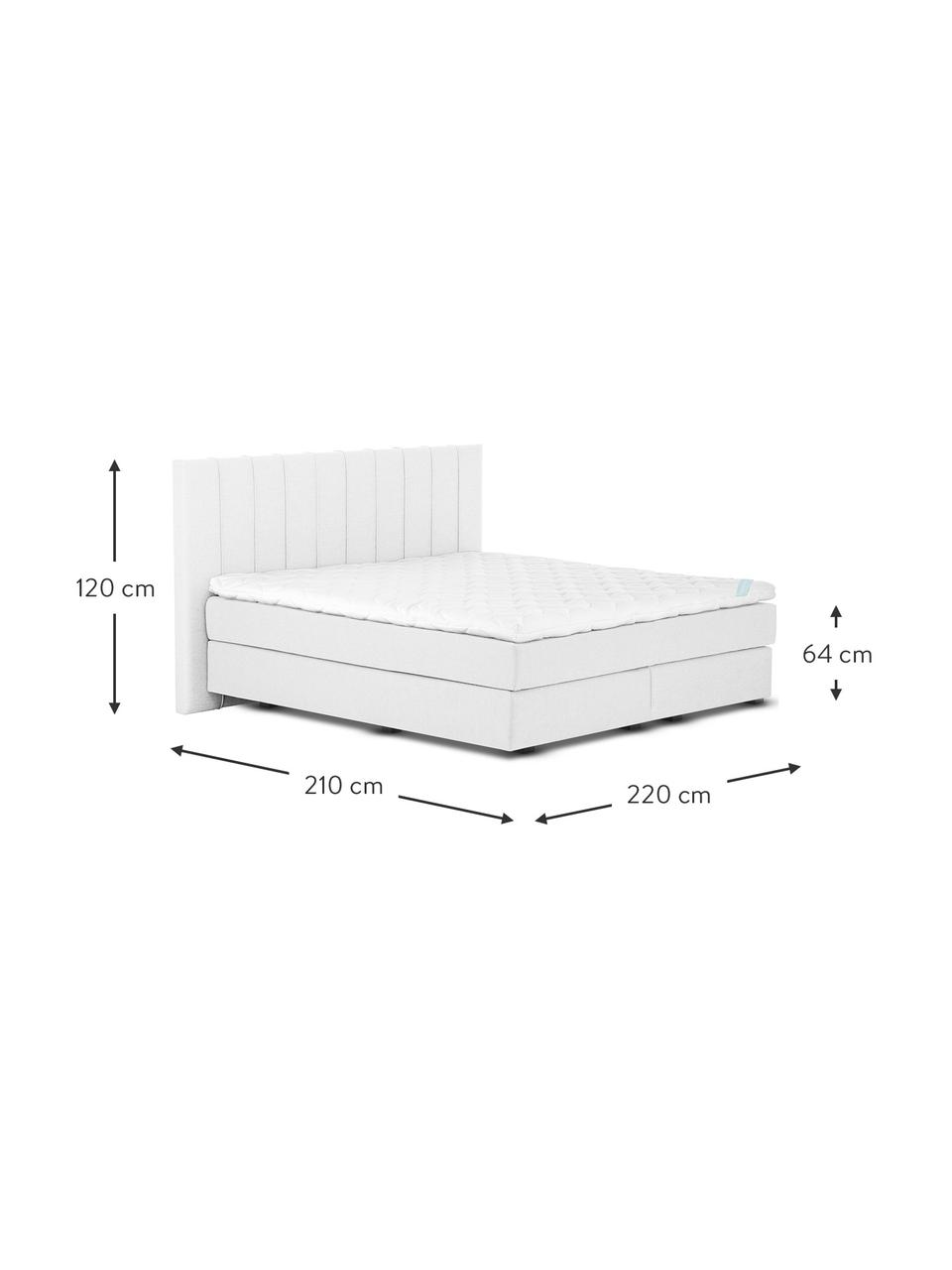 Premium boxspring bed Lacey in lichtgrijs, Matras: 7-zones-pocketverenkern m, Poten: massief gelakt beukenhout, Geweven stof lichtgrijs, 140 x 200 cm