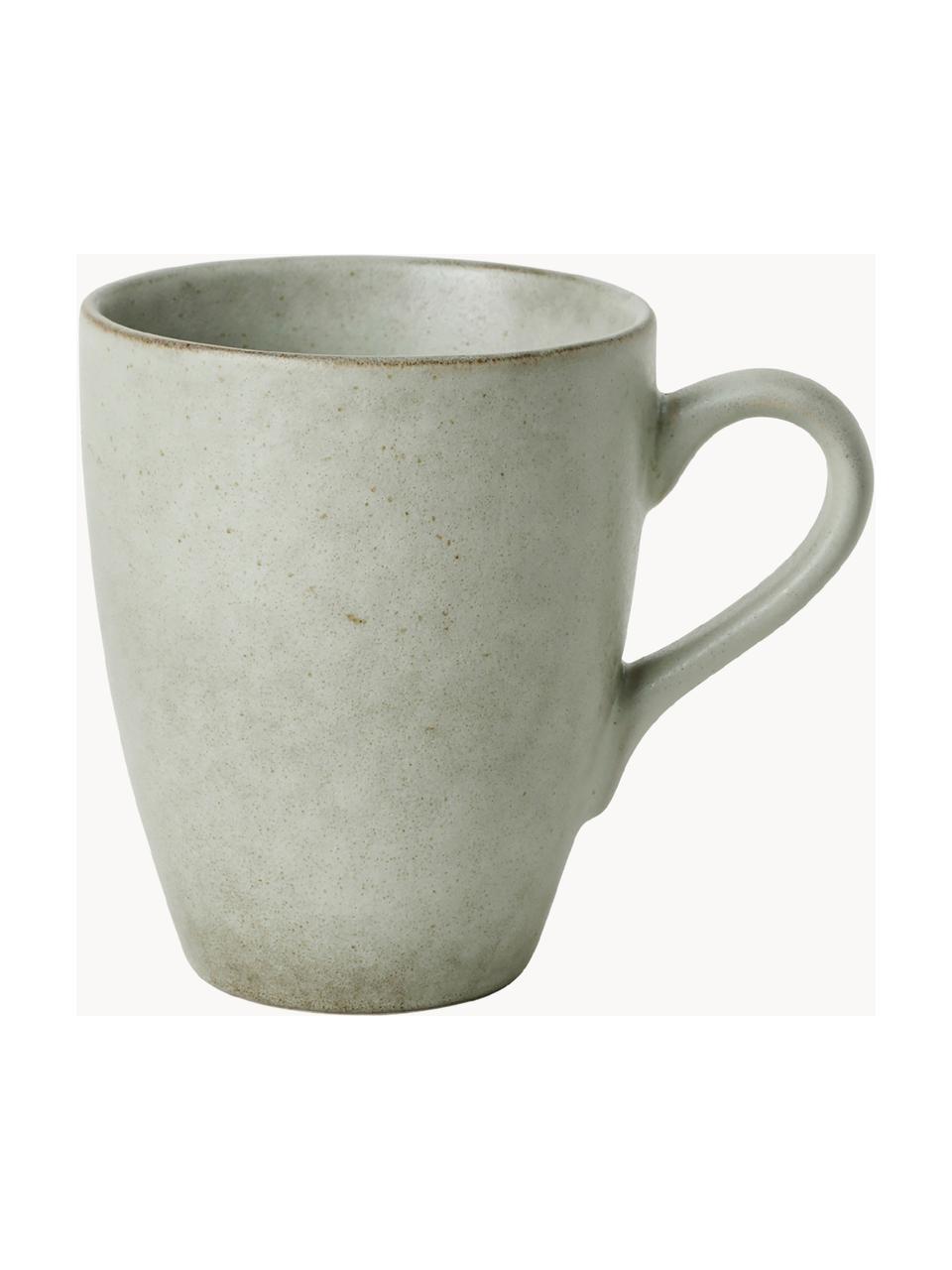 Tasses artisanales Nordic Marsh, 2 pièces, Grès cérame émaillé, Vert sauge, chiné, Ø 10 x haut. 12 cm, 400 ml