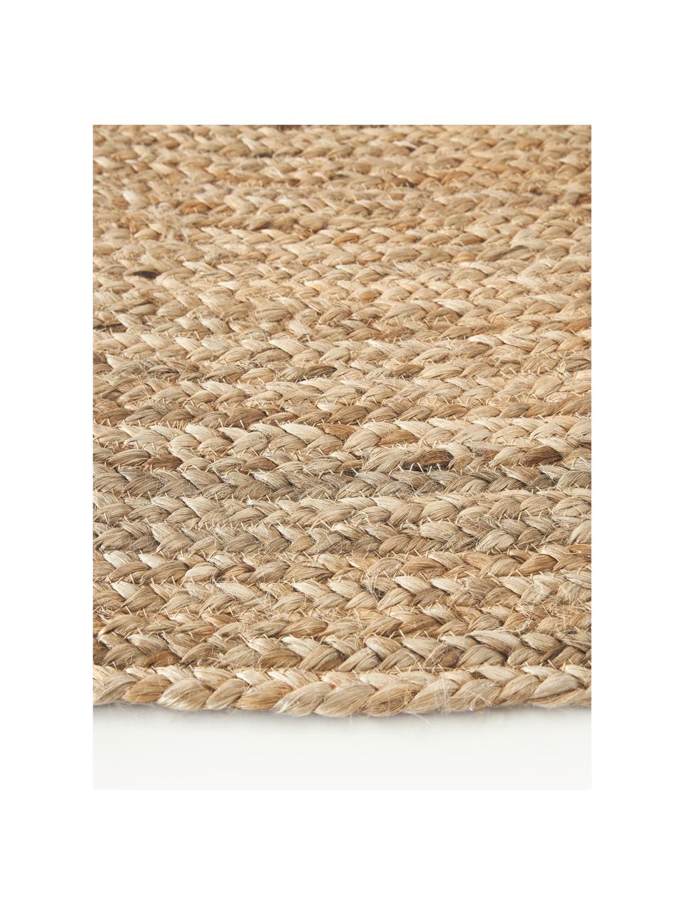 Runder Jute-Teppich Sharmila, handgefertigt, 100 % Jute
 
 Da die Haptik von Jute-Teppichen rau ist, sind sie für den direkten Hautkontakt weniger geeignet., Braun, Ø 100 cm (Größe XS)