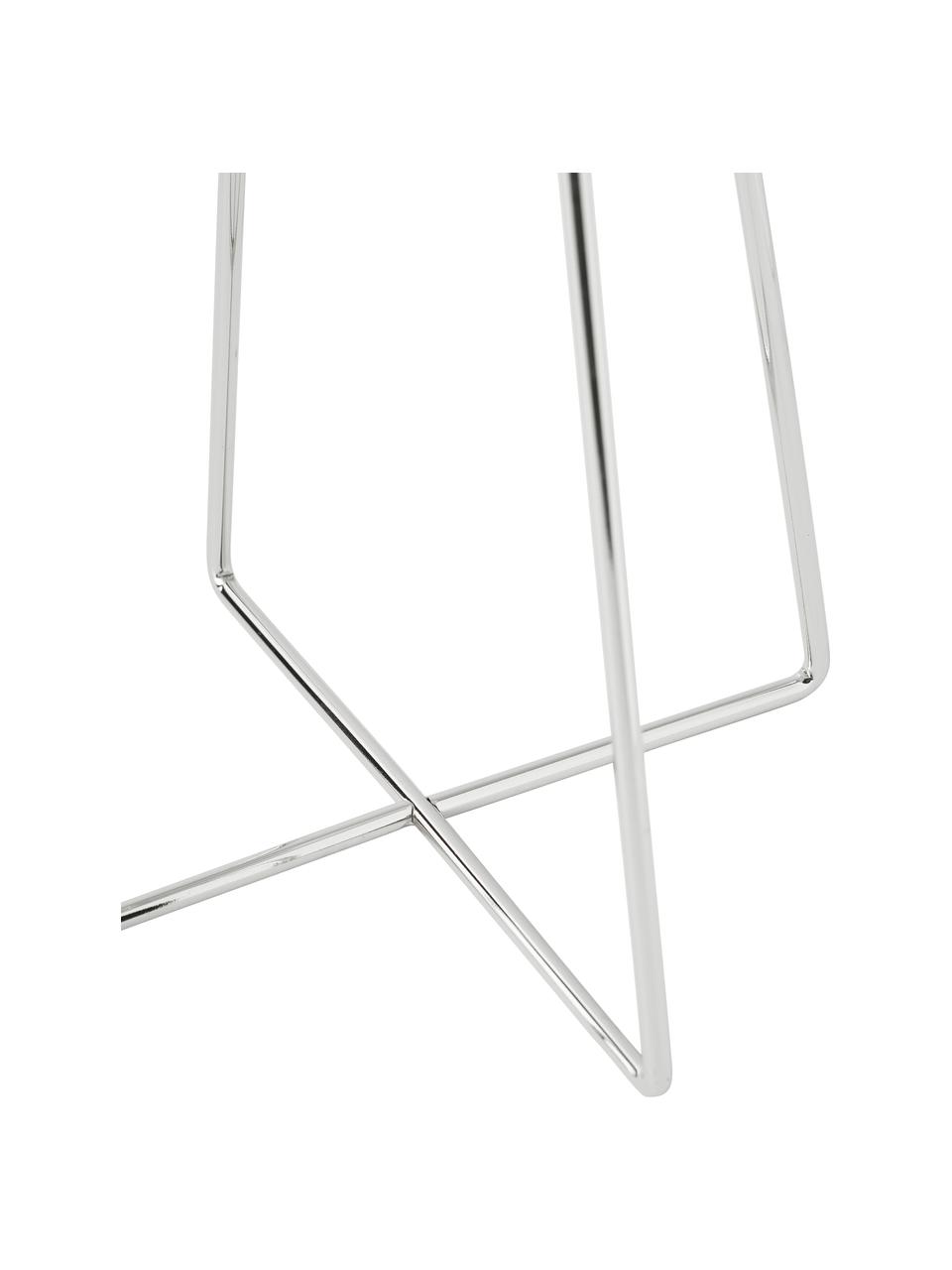 Lampada da tavolo con finitura Karolina, Paralume: tessuto, Base della lampada: metallo cromato, Bianco, cromato, Ø 25 x Alt. 49 cm
