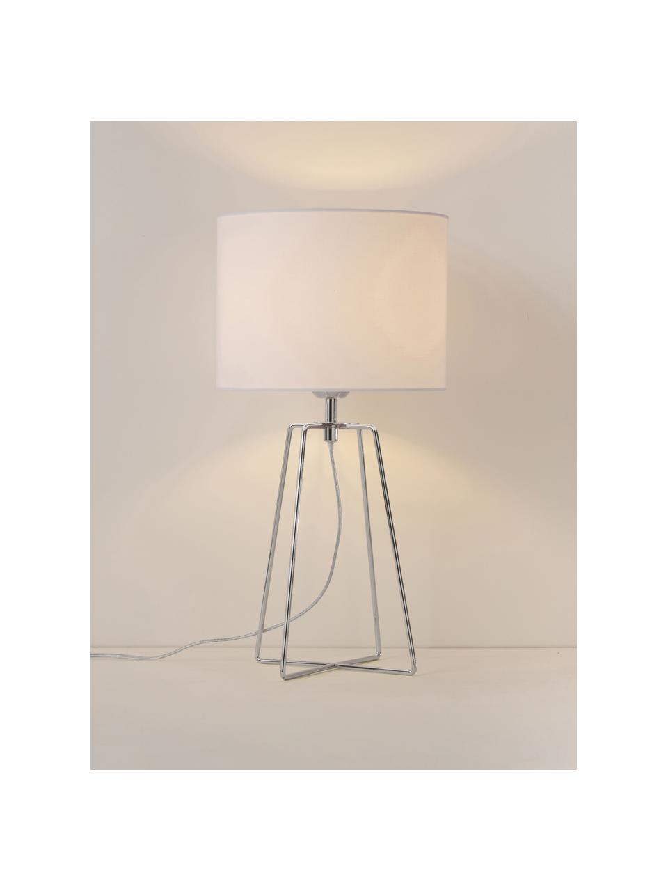 Lampe à poser Karolina, Blanc, gris chrome, Ø 25 x haut. 49 cm