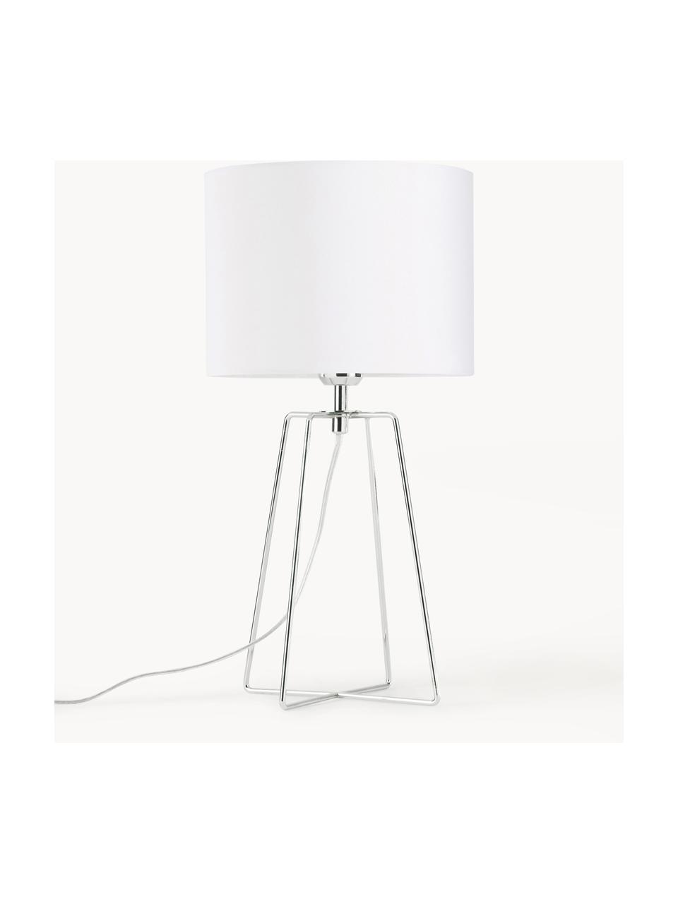 Lampe à poser Karolina, Blanc, gris chrome, Ø 25 x haut. 49 cm