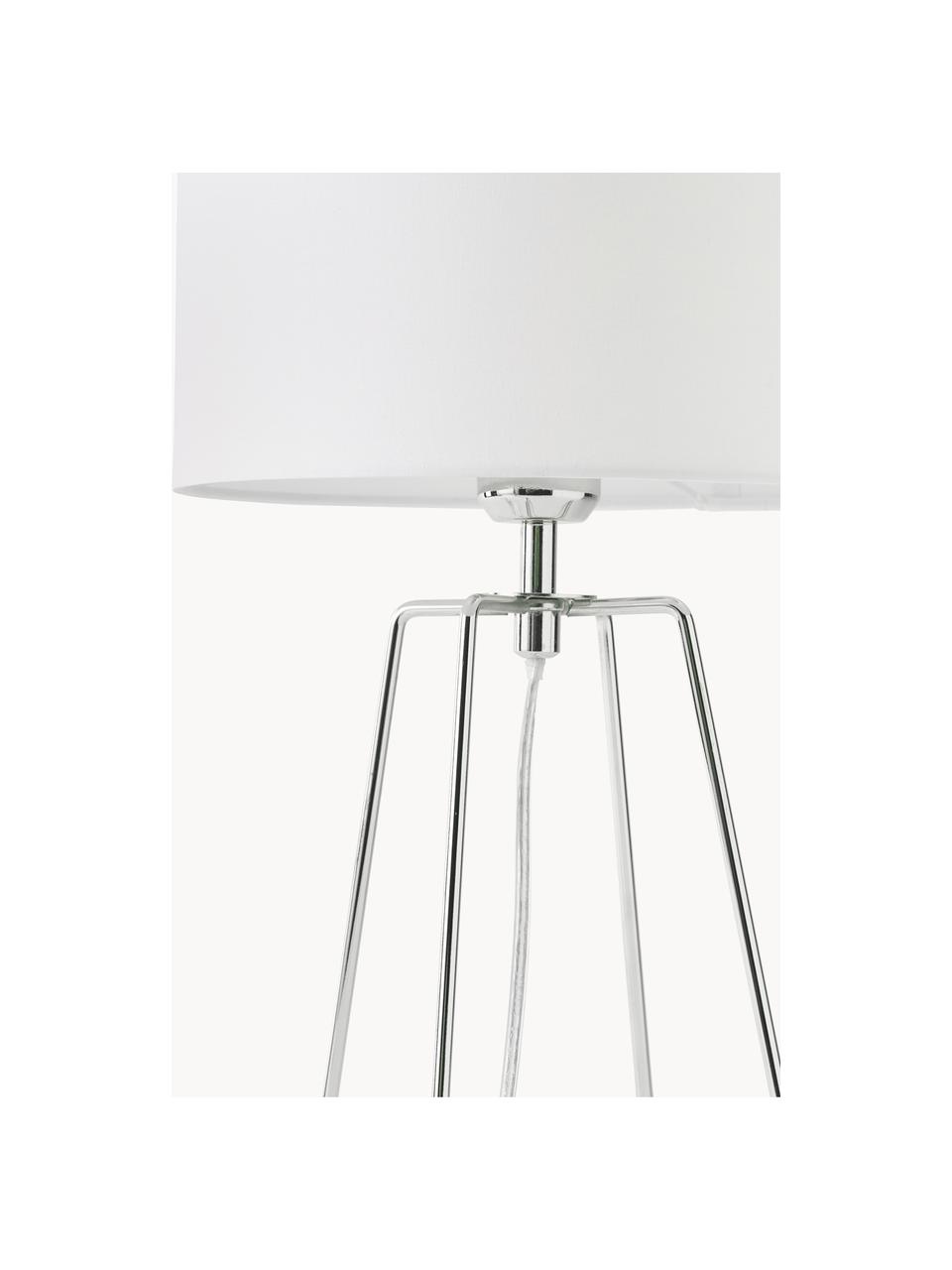 Lámpara de mesa Karolina, Pantalla: tela, Cable: plástico, Blanco, cromo, Ø 25 x Al 49 cm
