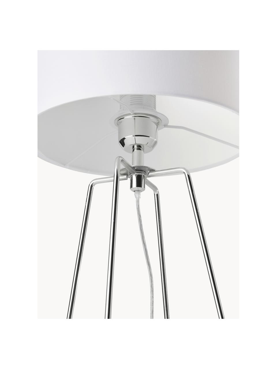 Lampe à poser Karolina, Blanc, gris chrome, Ø 25 x haut. 49 cm