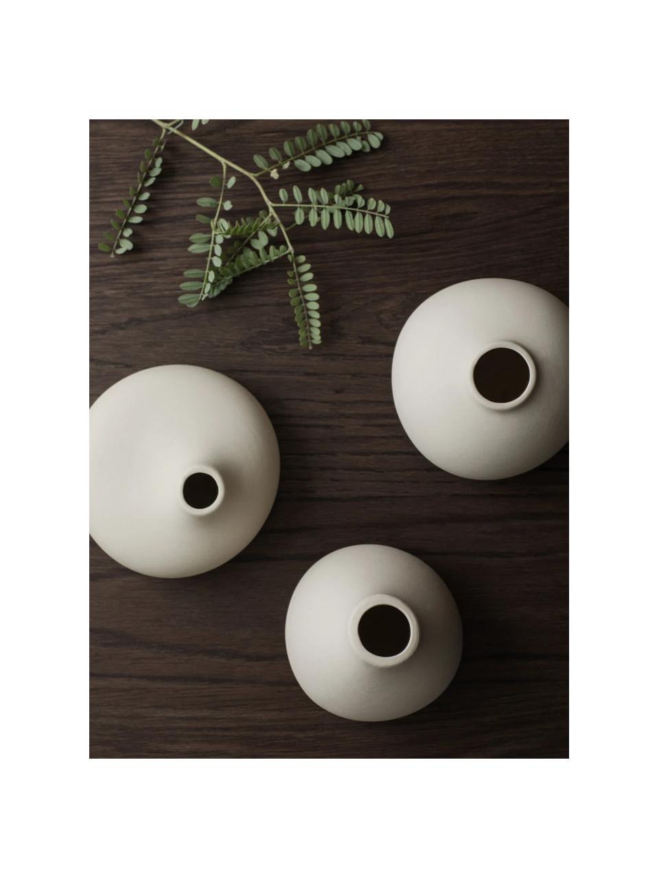 Set de jarrones pequeños de porcelana Nona, 3 uds., Porcelana, Blanco Off White, Set de diferentes tamaños