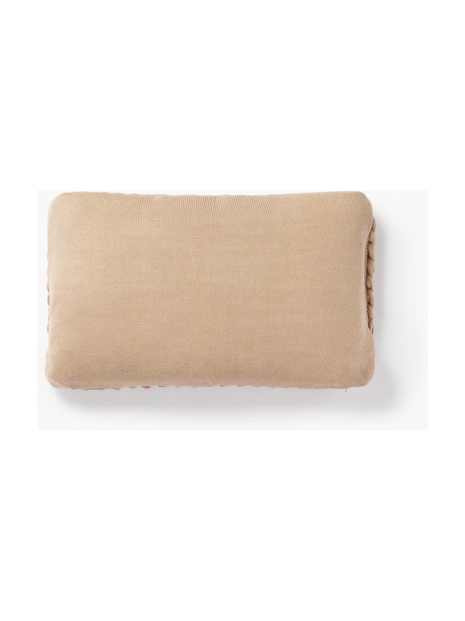 Ręcznie wykonana poszewka na poduszkę z dzianiny Adyna, 100% akryl, Beżowy, S 30 x D 50 cm