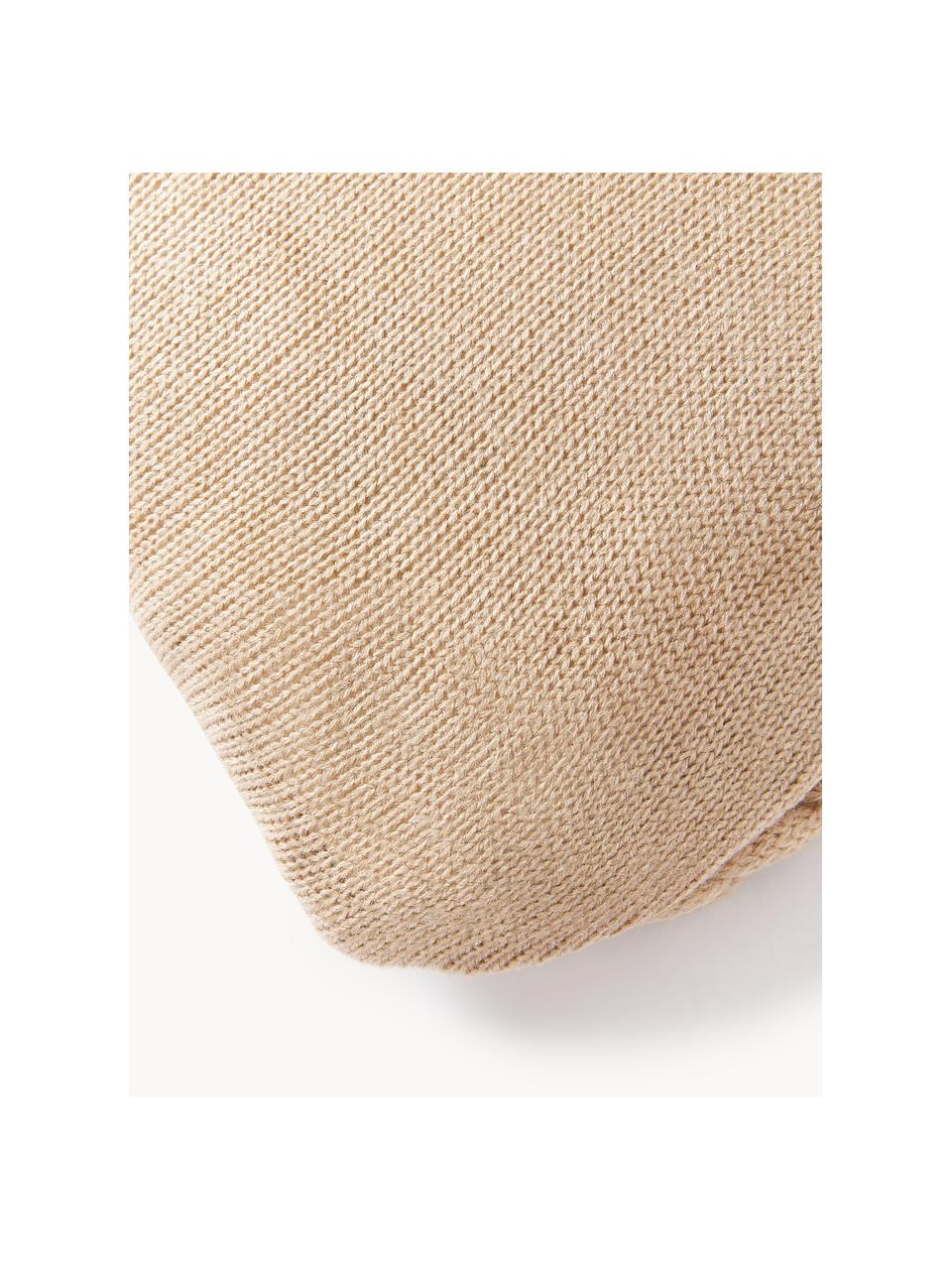 Copricuscino a maglia grossa fatto a mano Adyna, 100% acrilico, Beige, Larg. 30 x Lung. 50 cm