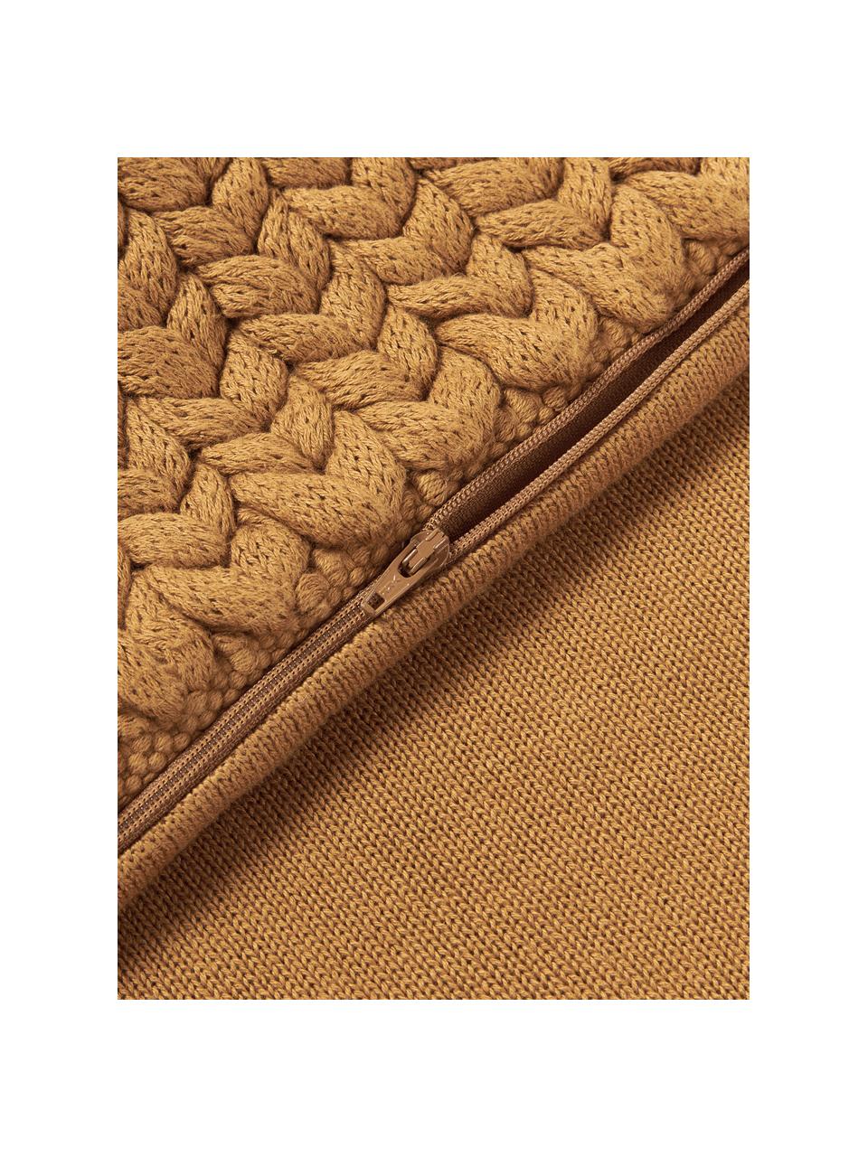 Handgemachte Grobstrick-Kissenhülle Adyna, 100 % Baumwolle, BCI-zertifiziert, Beige, B 30 x L 50 cm