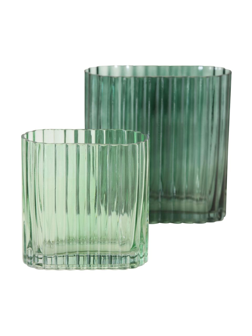 Glas-Vasen-Set Tulipa, 2-tlg., Glas, Grün, Set mit verschiedenen Grössen