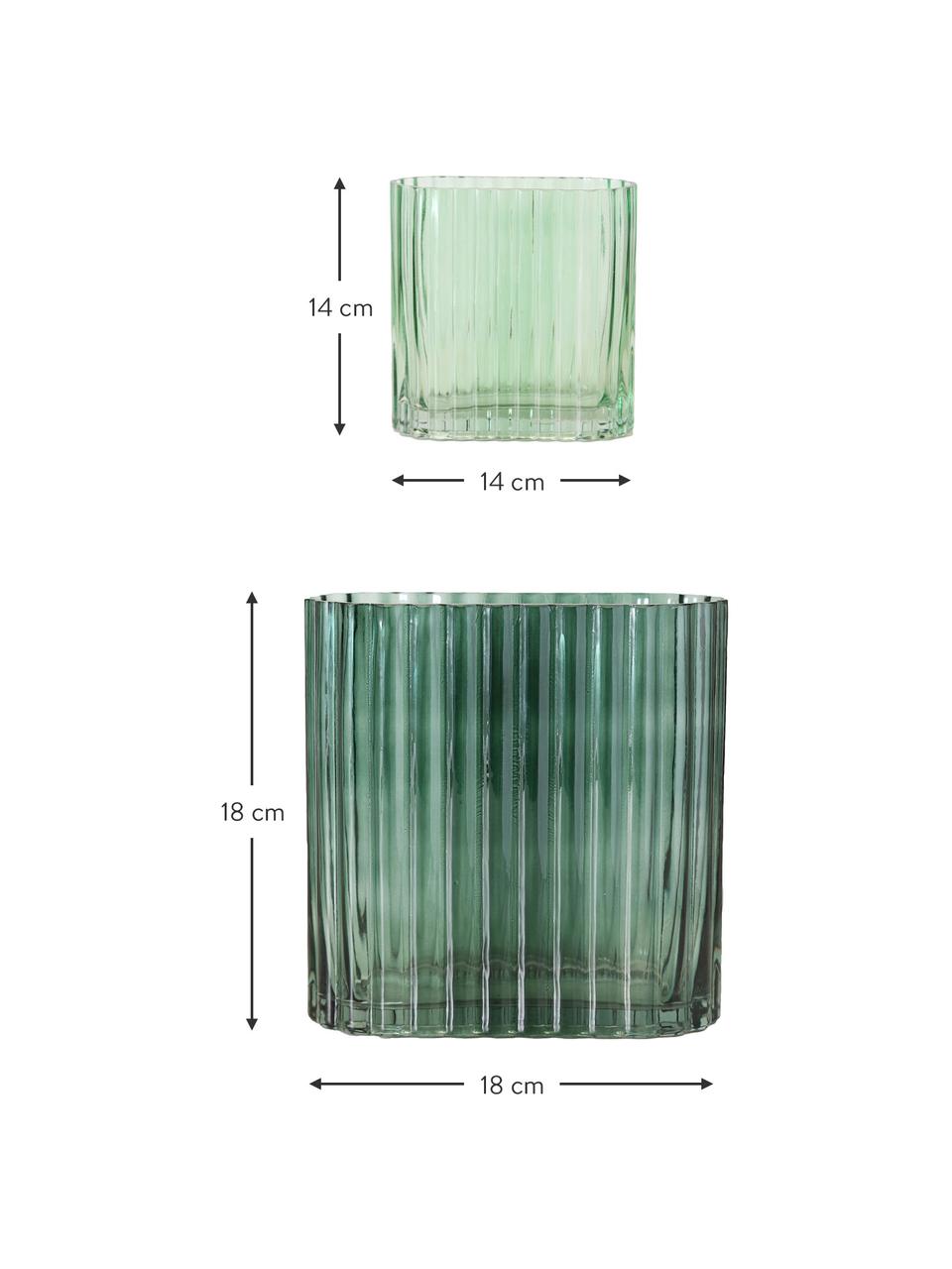 Glas-Vasen-Set Tulipa, 2-tlg., Glas, Grün, Set mit verschiedenen Größen