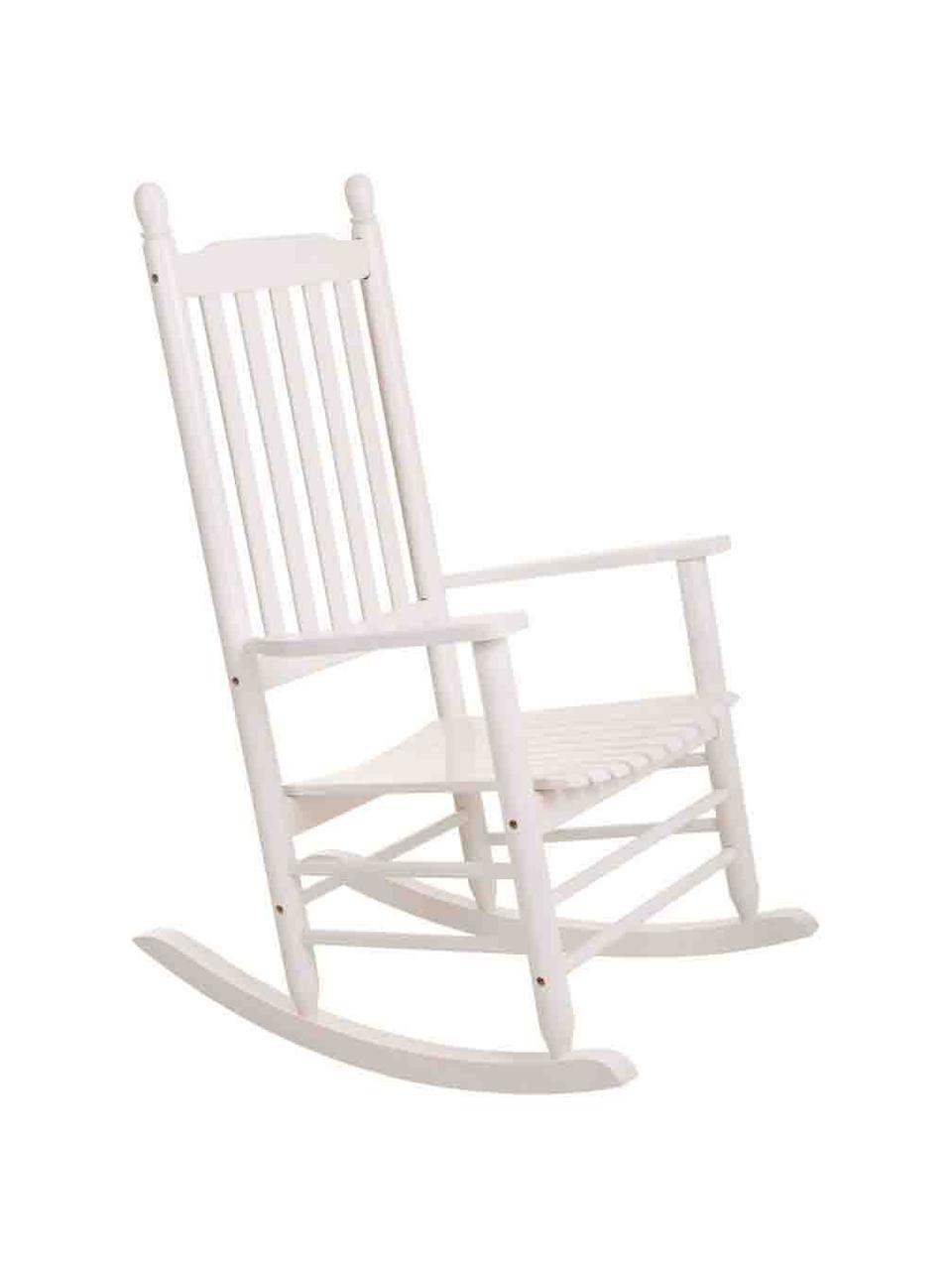 Sedia a dondolo in legno Pedro, Legno di pioppo, Bianco, Larg. 87 x Alt. 69 cm