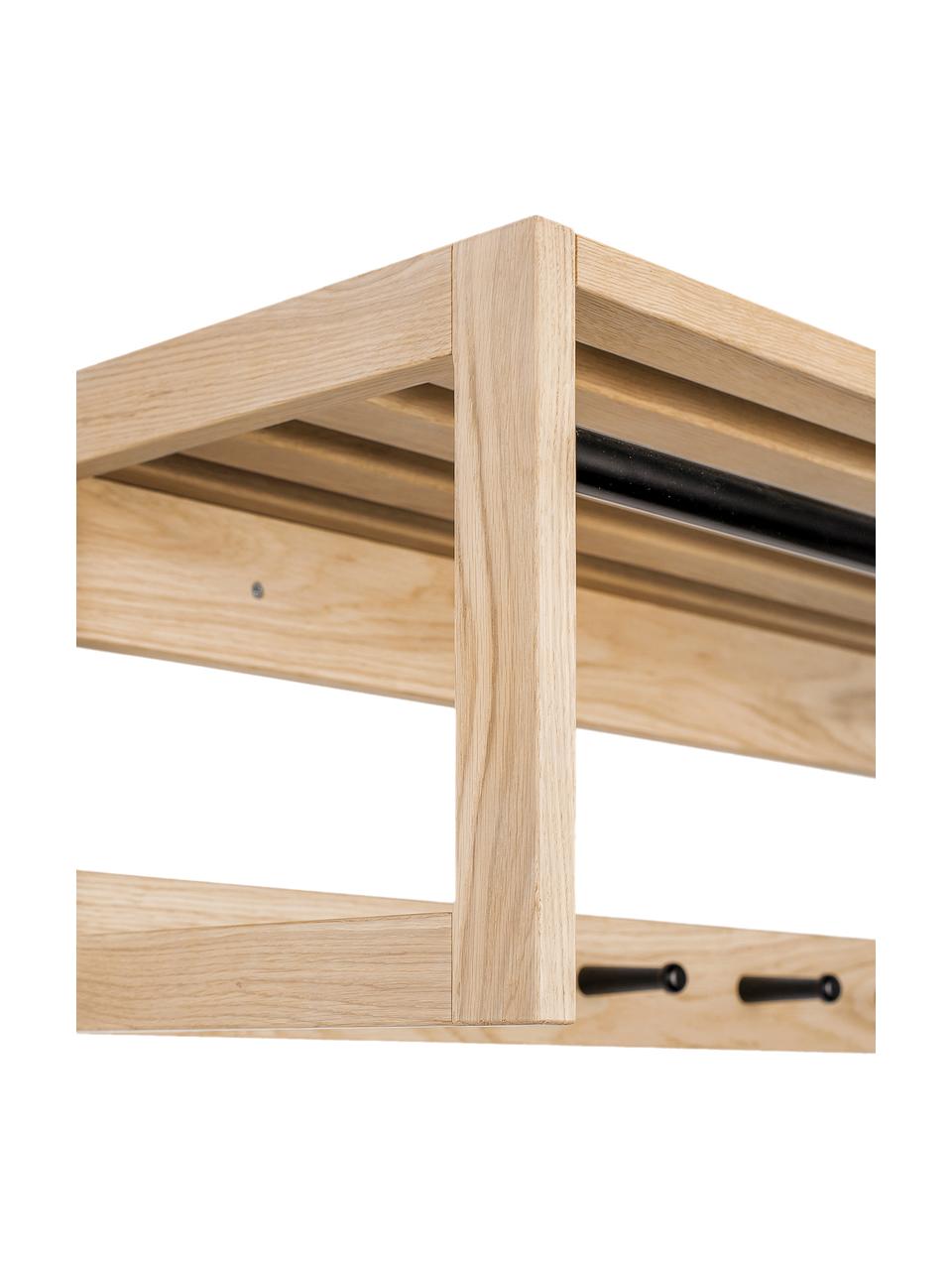 Półka ścienna z drewna dębowego Slussen, Stelaż: drewno dębowe, Drewno dębowe, czarny, S 100 x W 30 cm