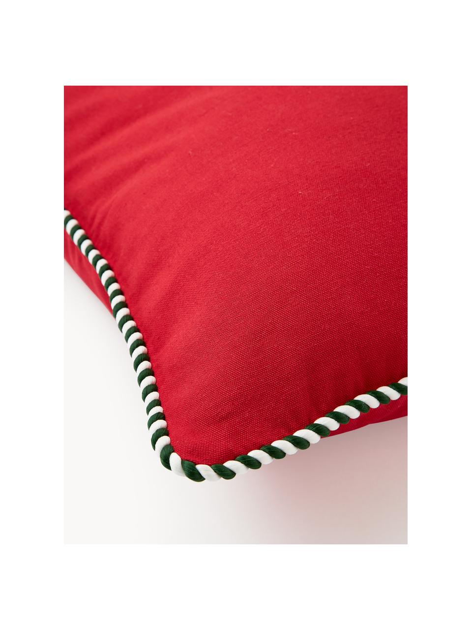 Funda de cojín de algodón con bordado navideño Mary, 100% algodón, Mostaza, blanco, An 45 x L 45 cm