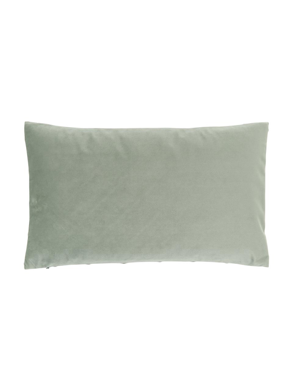 Fluwelen kussenhoes Leyla in saliegroen met structuurpatroon, Fluweel (100% polyester), Groen, B 30 x L 50 cm