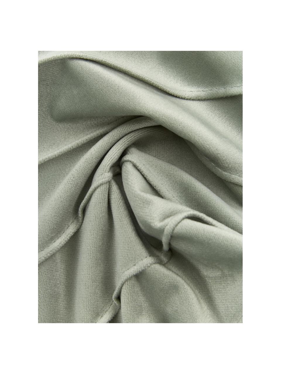 Fluwelen kussenhoes Leyla in saliegroen met structuurpatroon, Fluweel (100% polyester), Groen, B 30 x L 50 cm