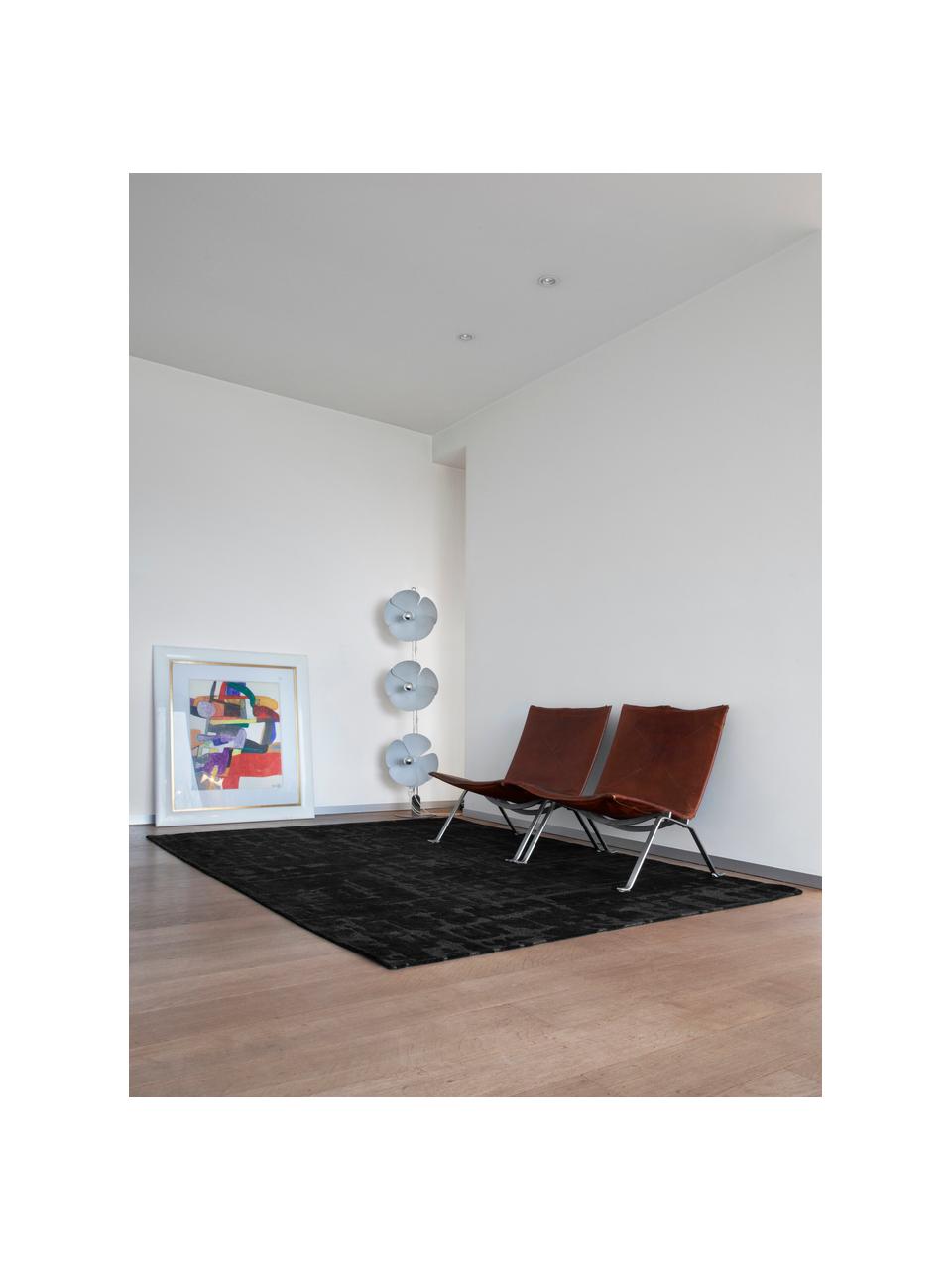 Tapis texturé Perriers, 100 % polyester, Noir, gris foncé, larg. 80 x long. 150 cm (taille XS)