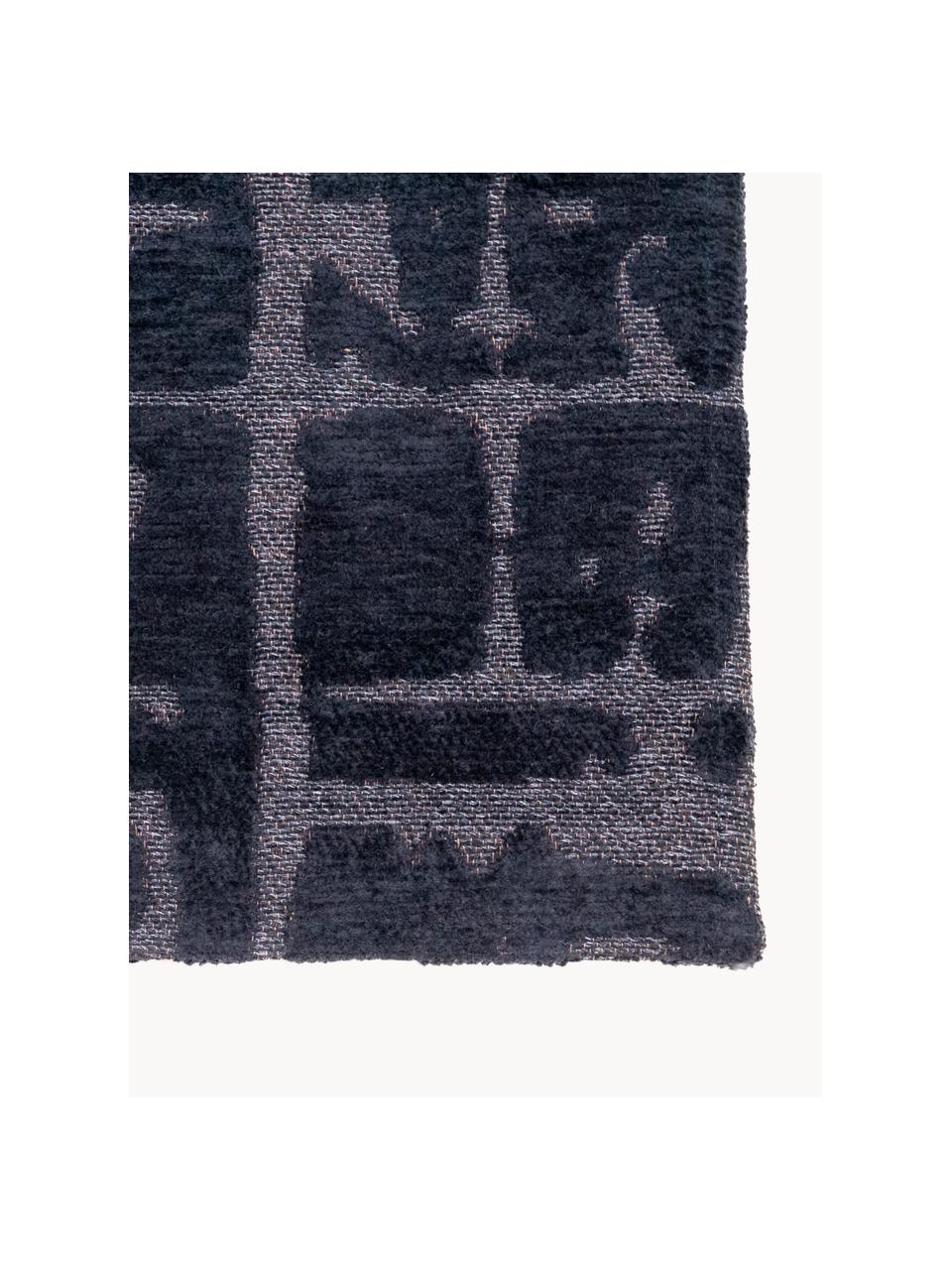 Tapis texturé Perriers, 100 % polyester, Noir, gris foncé, larg. 80 x long. 150 cm (taille XS)