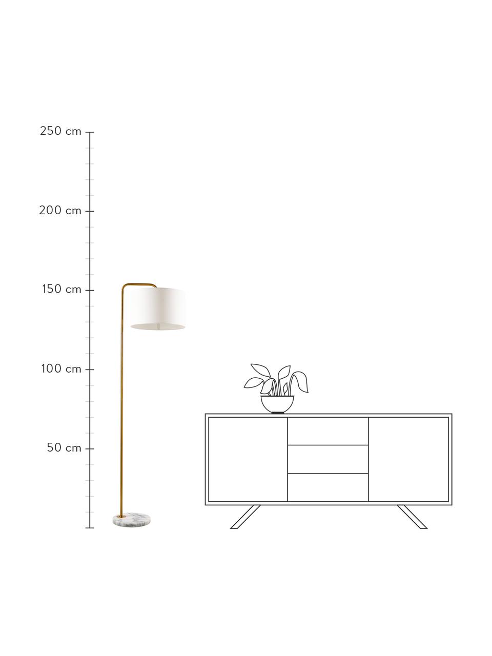 Lampa na čítanie s mramorovým podstavcom Montreal, Biela, odtiene zlatej, Š 44 x V 155 cm