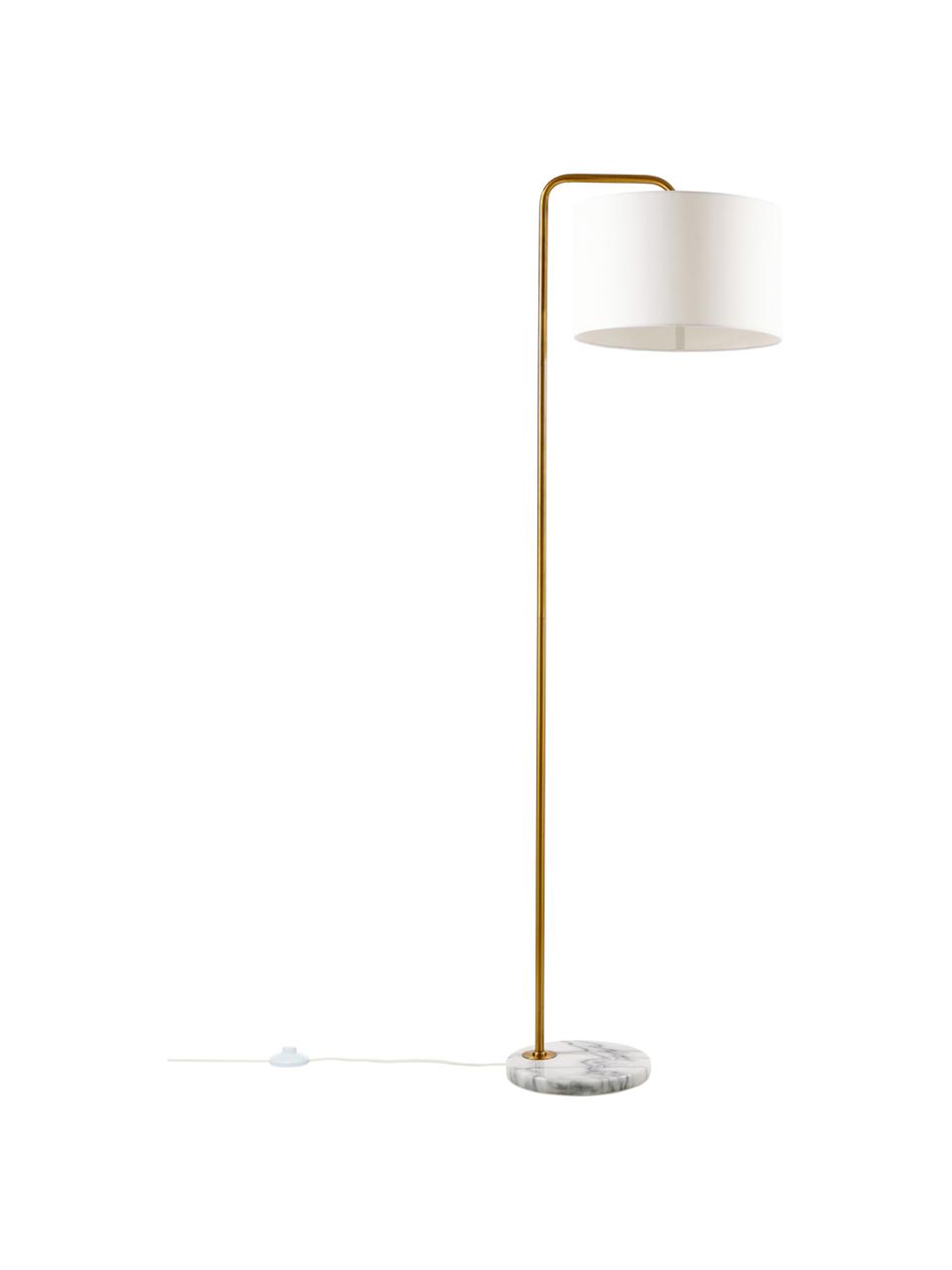 Lampa na čítanie s mramorovým podstavcom Montreal, Biela, odtiene zlatej, Š 44 x V 155 cm