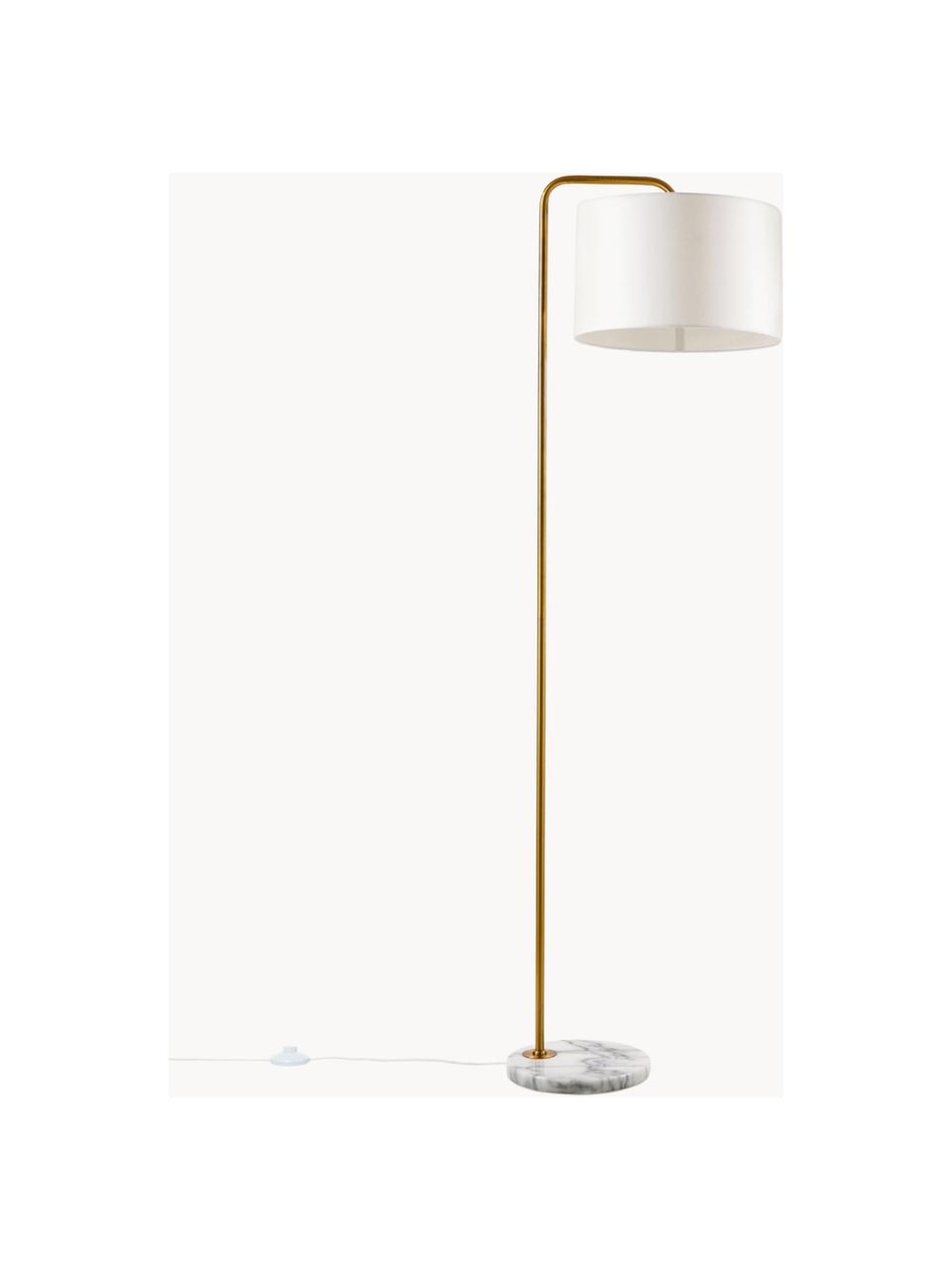 Lampa na čítanie s mramorovým podstavcom Montreal, Odtiene zlatej, biela, mramorovaná, V 155 cm