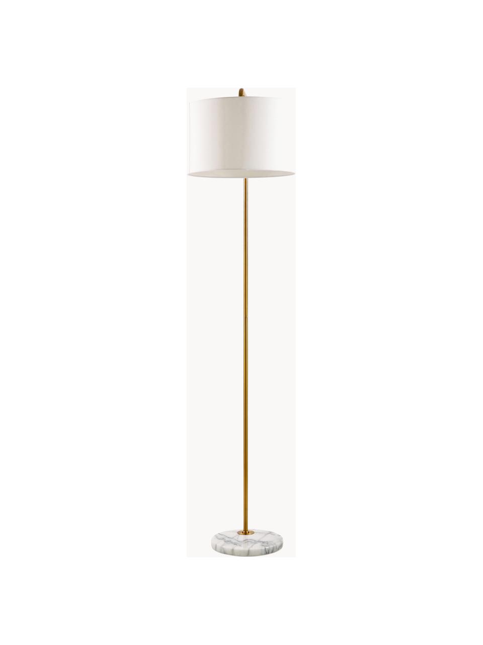 Lampadaire trépied liseuse moderne lampe sur pied blanc dorée avec tablette  faux marbre port USB Lilah Teamson Home VN-L00069-EU